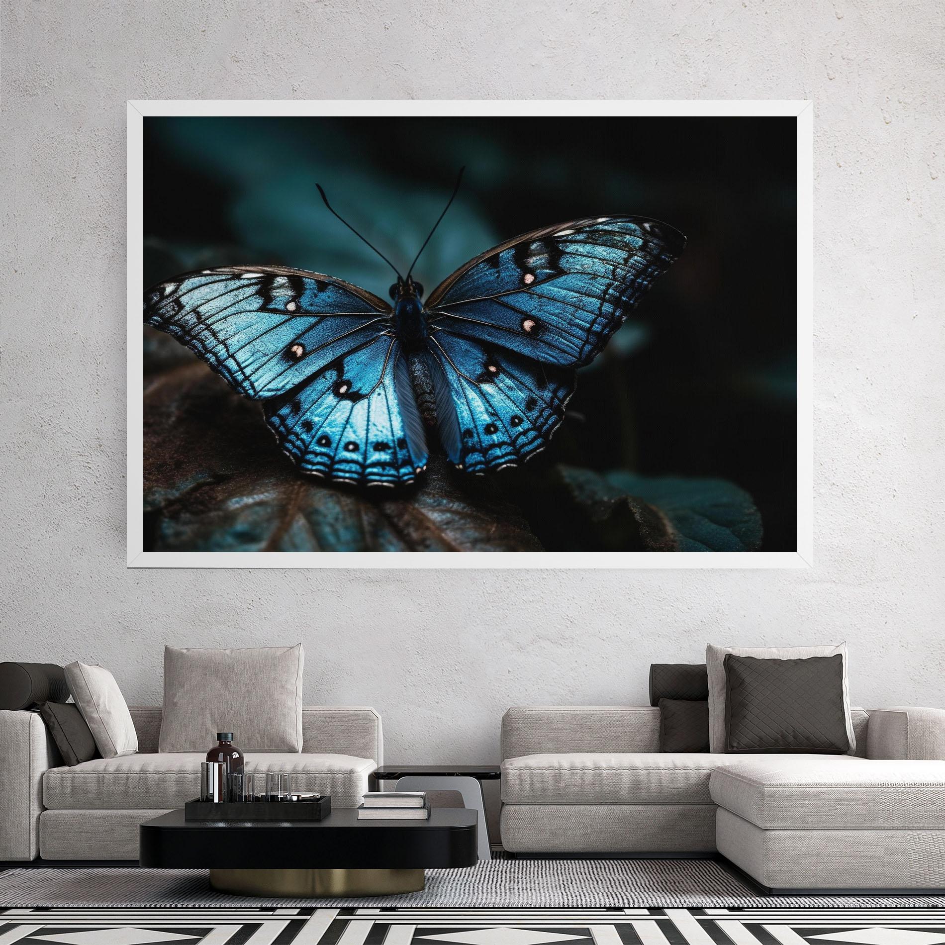 Leinwandbild Dark Blue Buterfly mockup 2