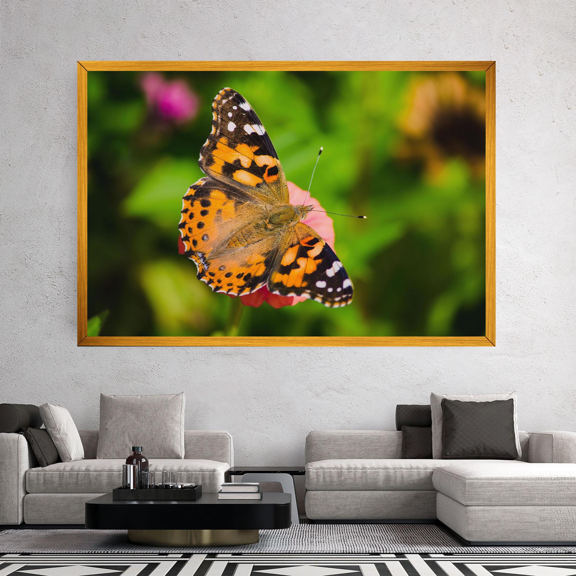 Leinwandbild Butterfly On Flower mockup 2