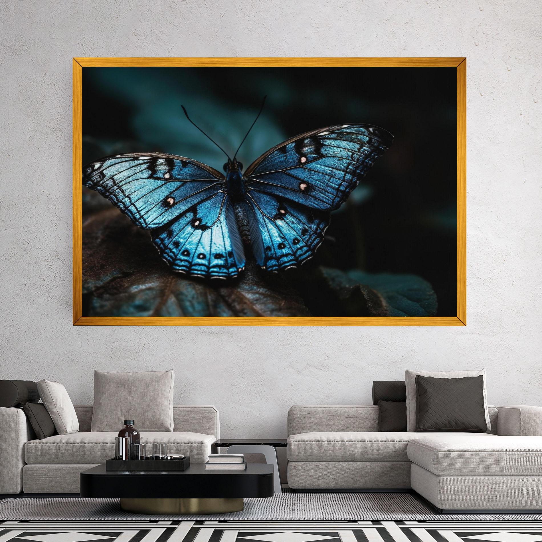Leinwandbild Dark Blue Buterfly mockup 2
