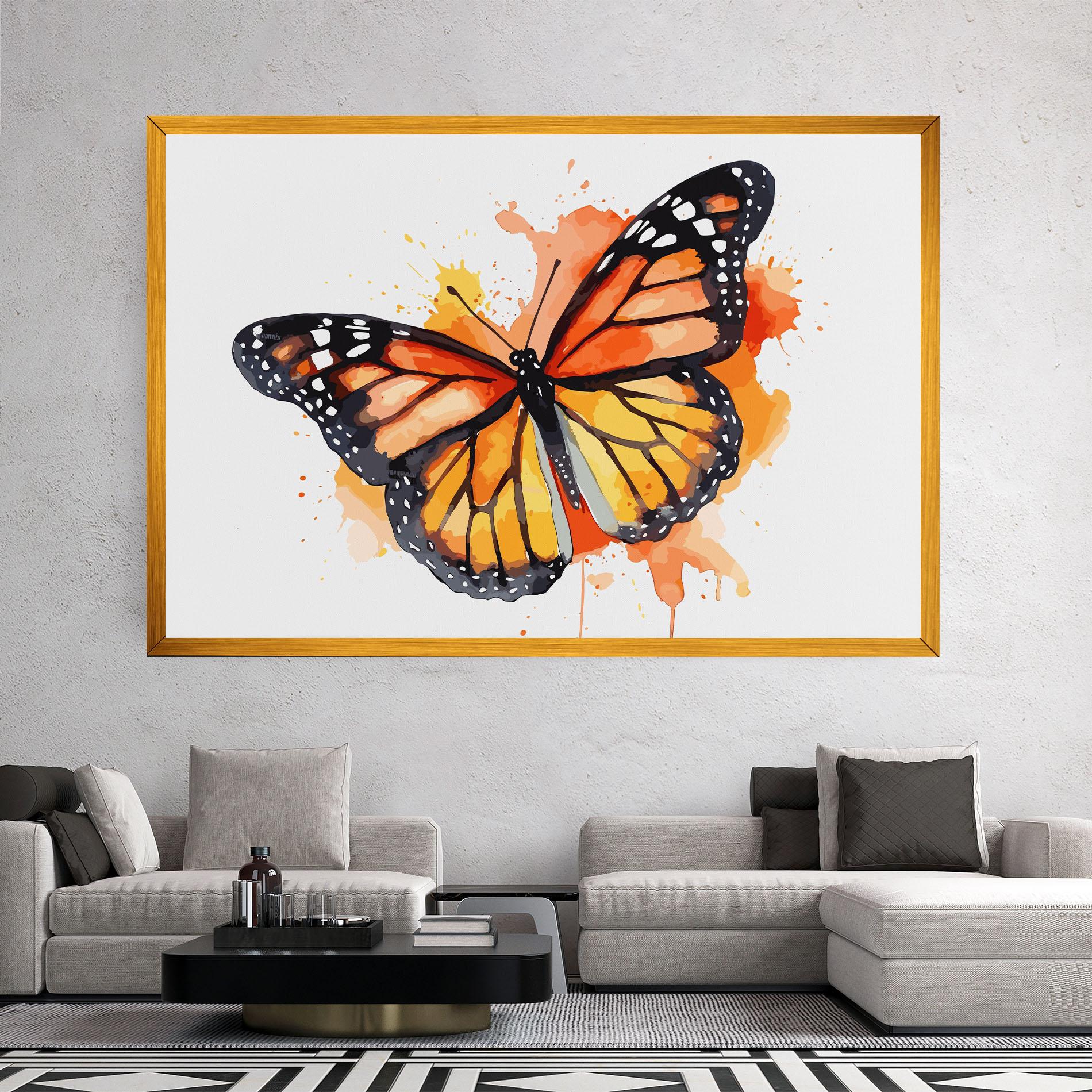 Leinwandbild Orange Watercolor Butterfly mockup 2