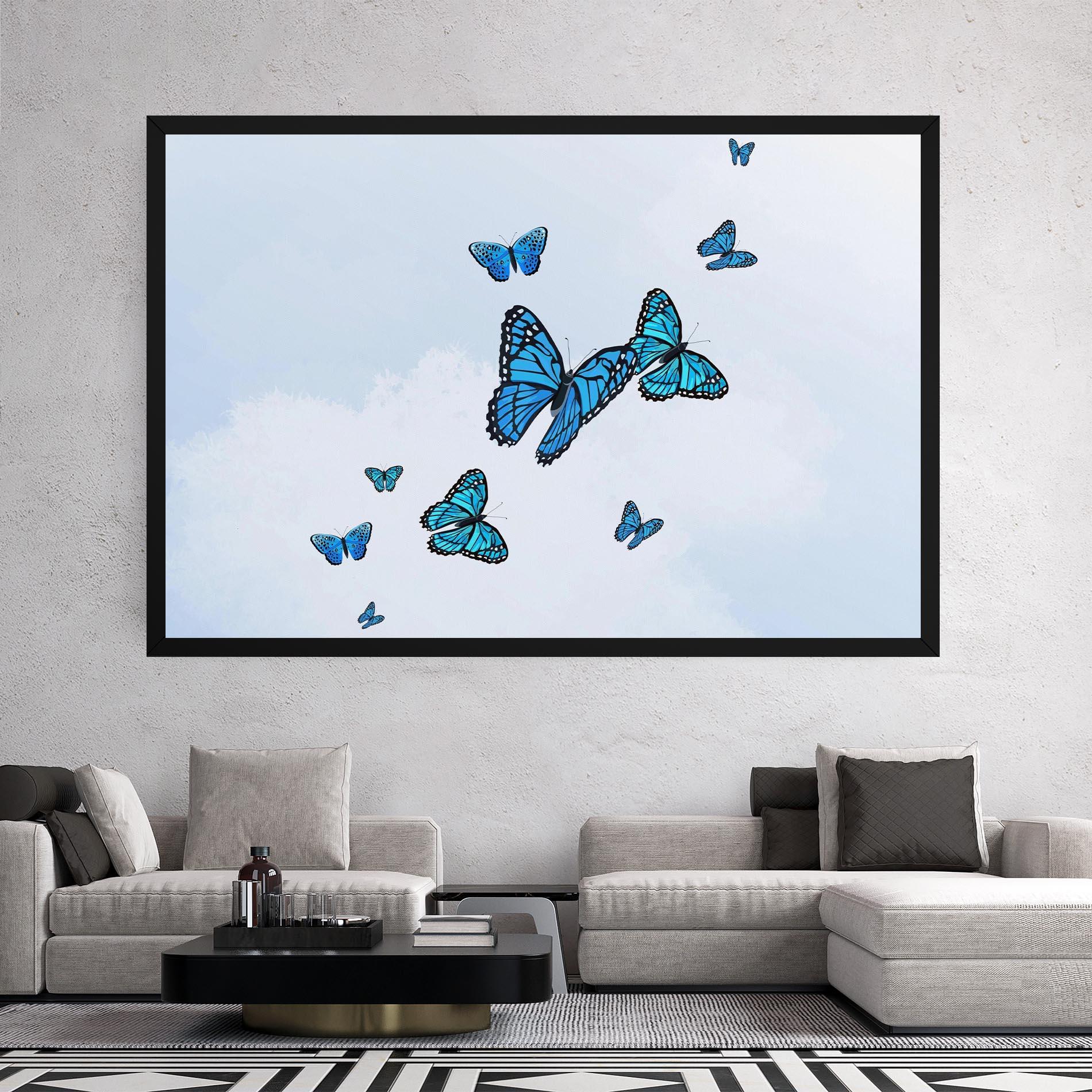 Leinwandbild Blue Sky Butterfly mockup 2