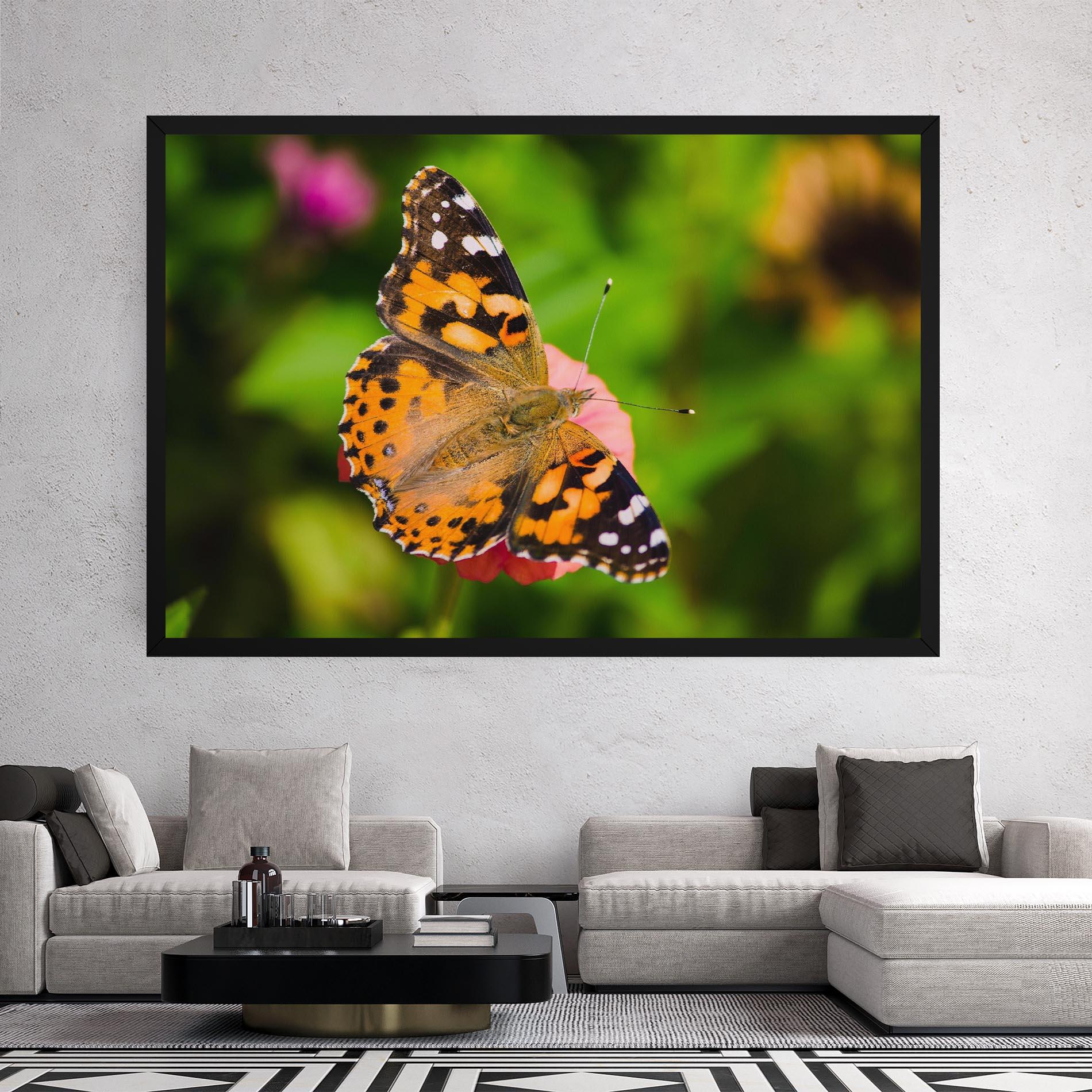Leinwandbild Butterfly On Flower mockup 2