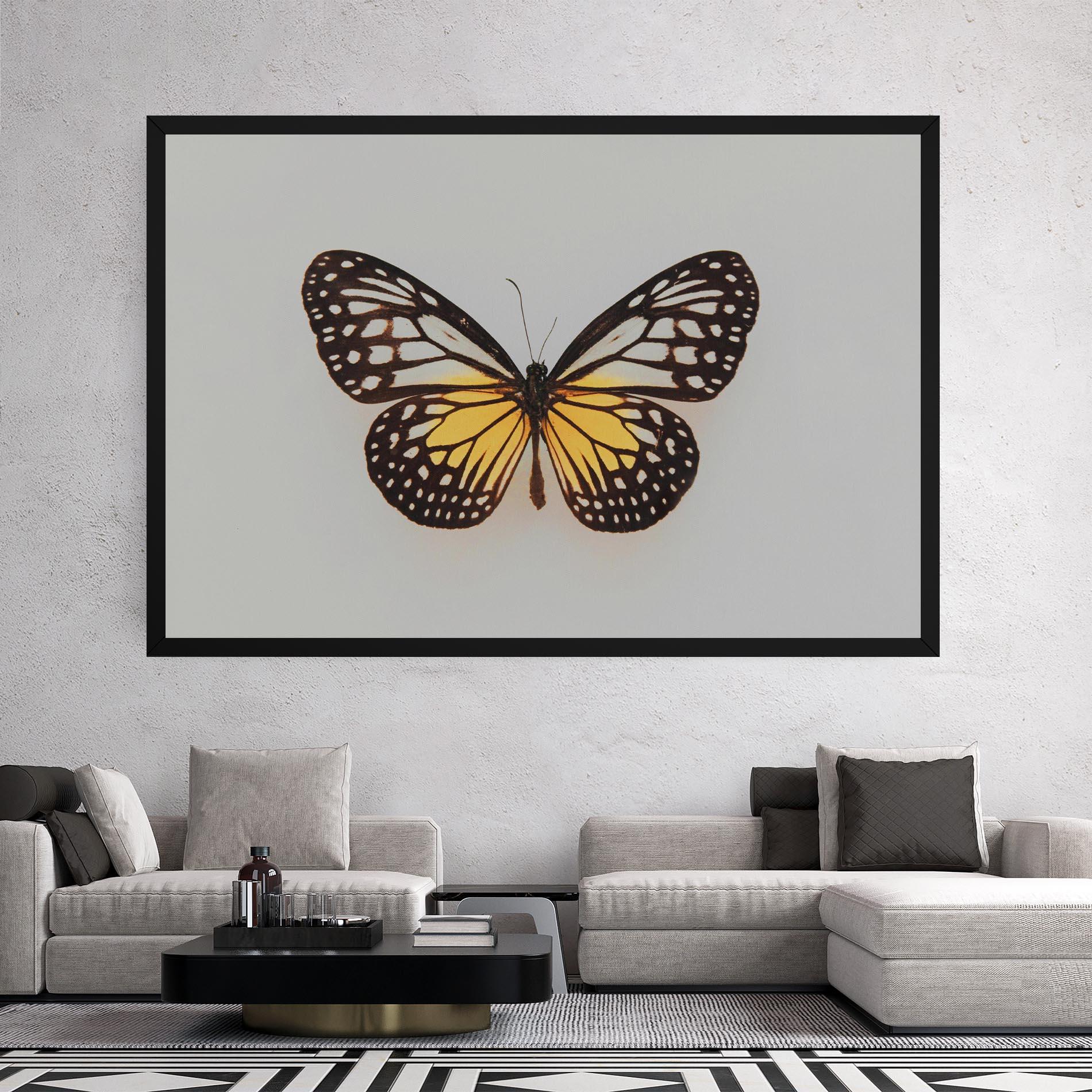 Leinwandbild Butterfly On Grey mockup 2