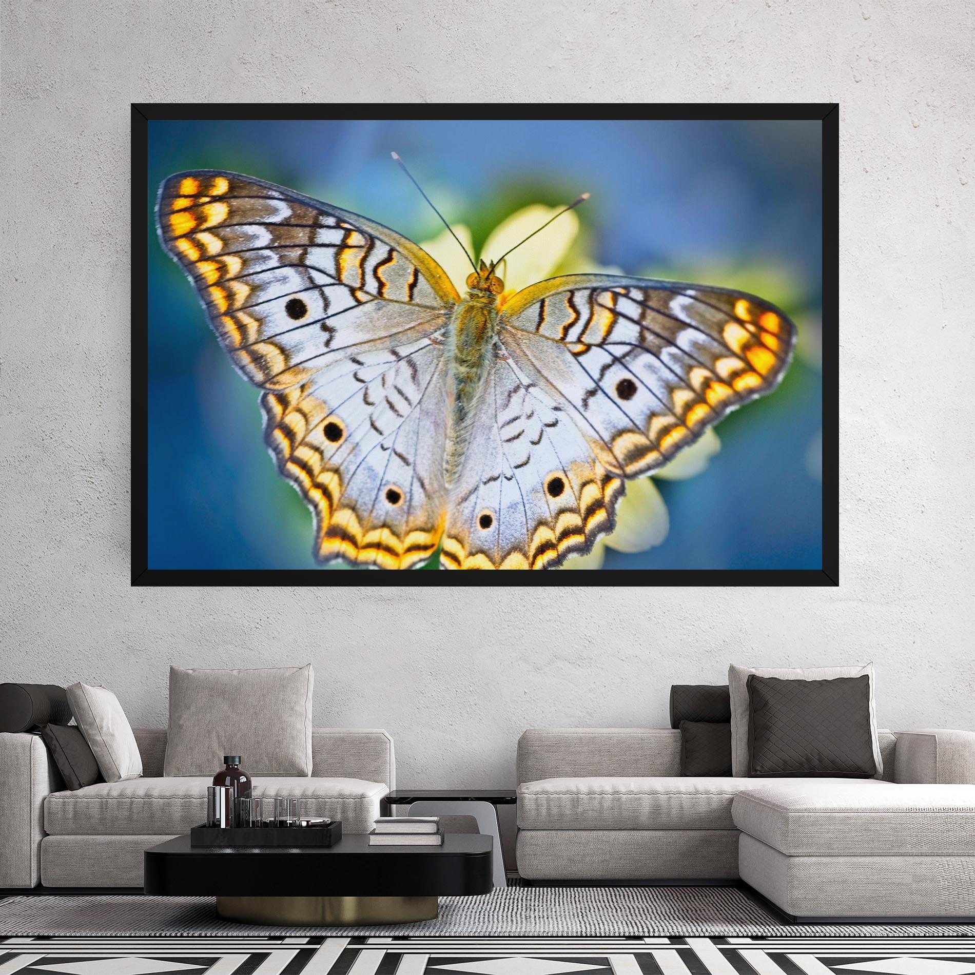 Leinwandbild Yellow Grey Butterfly mockup 2