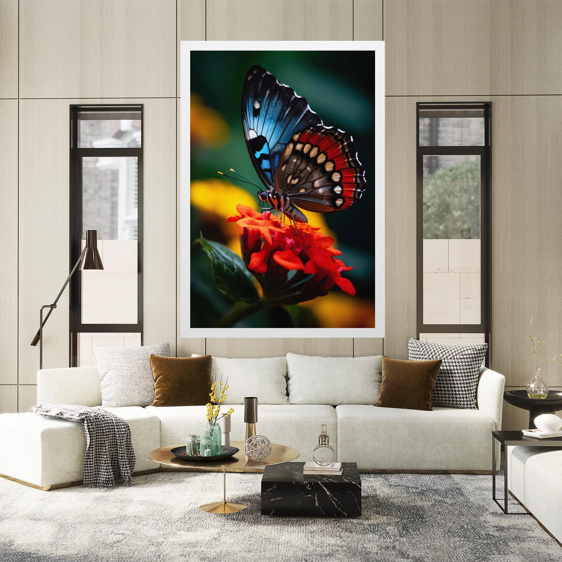 Leinwandbild Blue Red Butterfly mockup 2