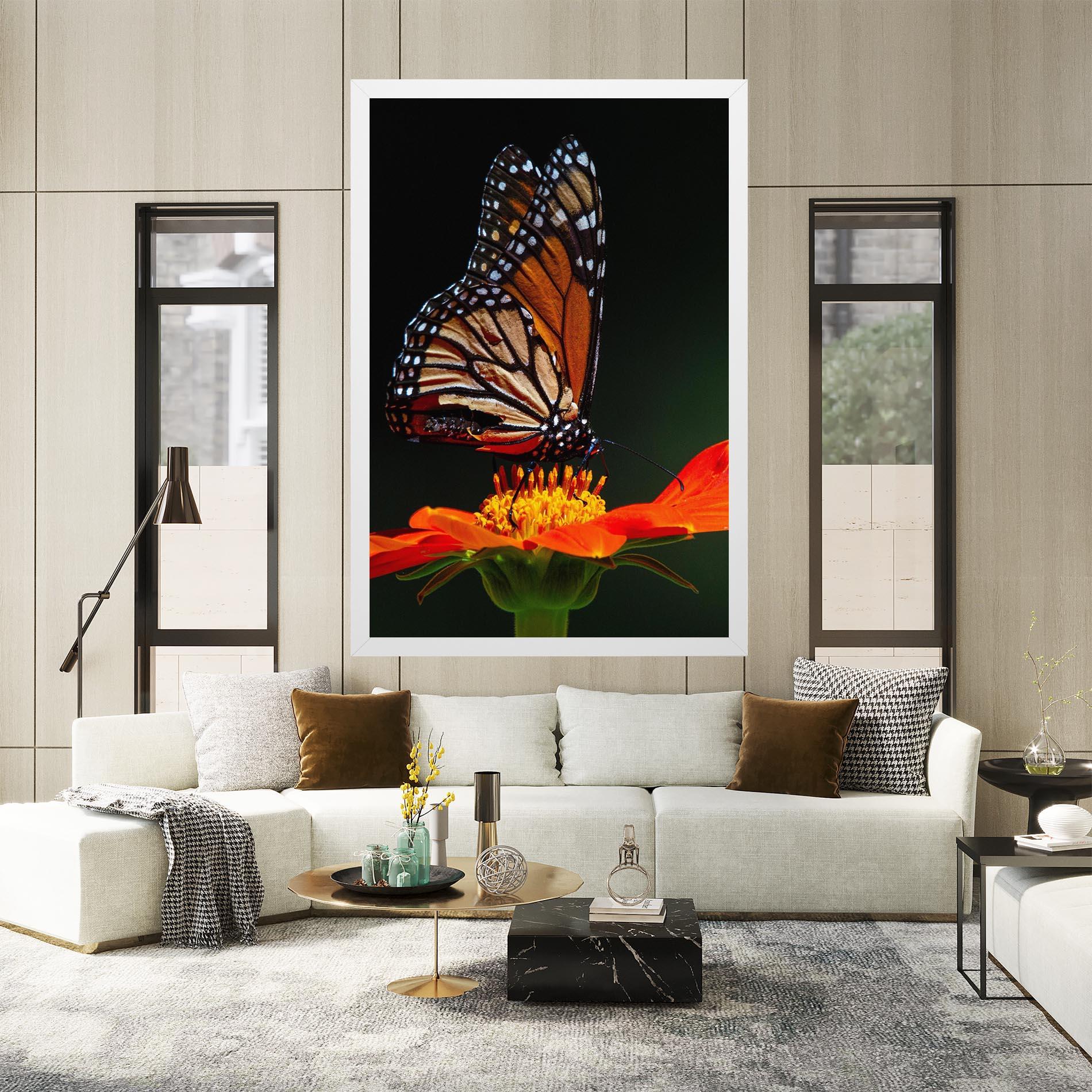 Leinwandbild Dark Orange Butterfy mockup 2