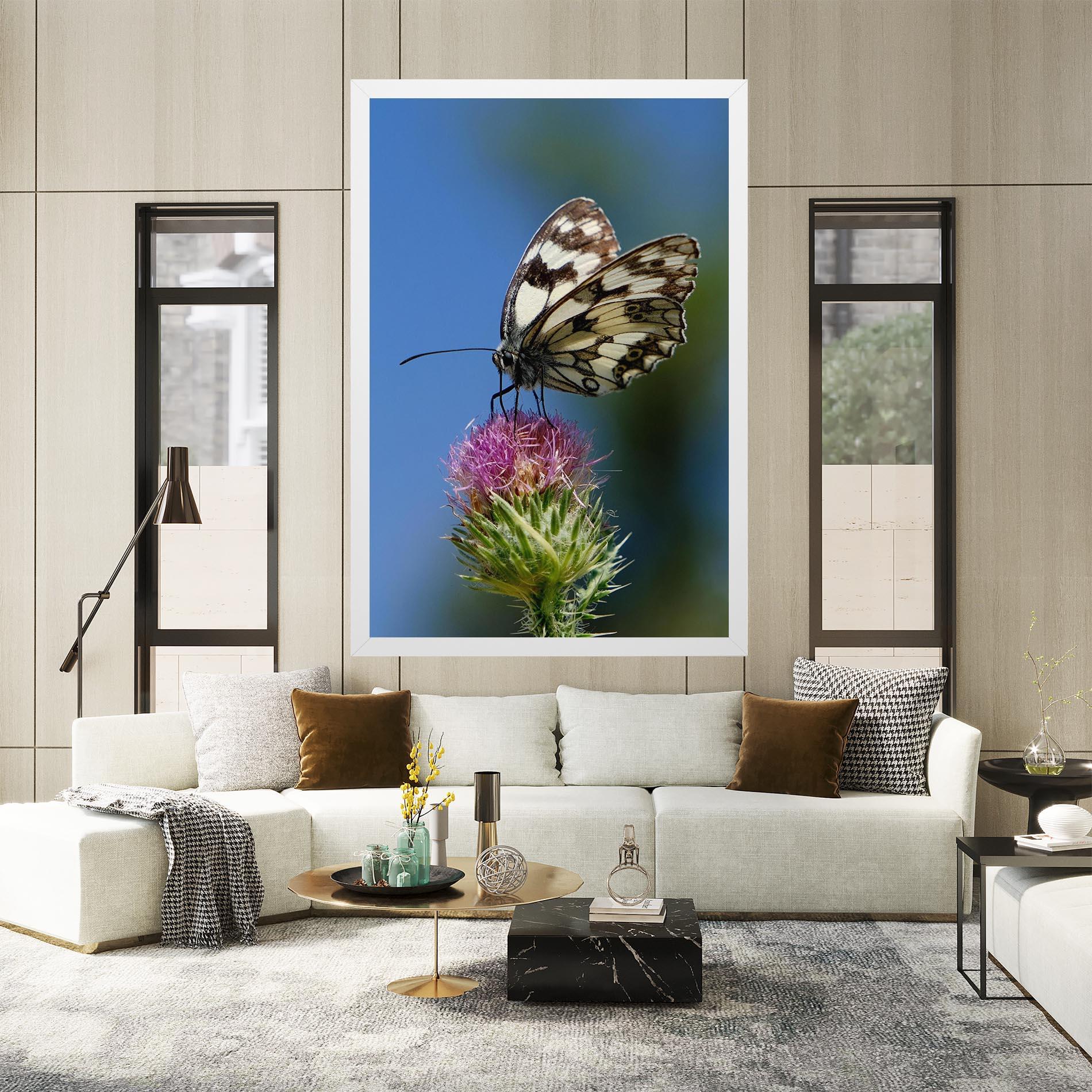 Leinwandbild Grey White Butterfly mockup 2