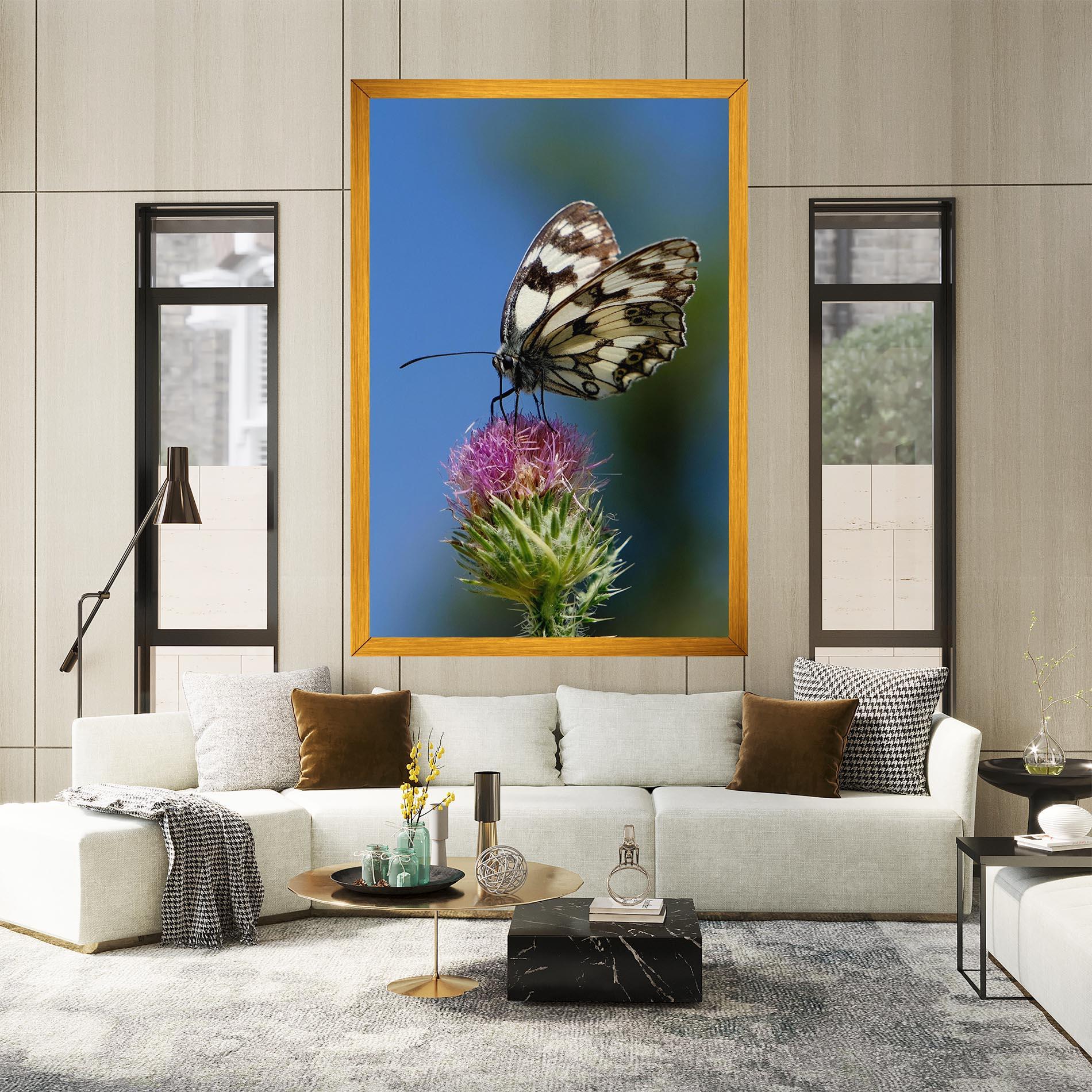 Leinwandbild Grey White Butterfly mockup 2