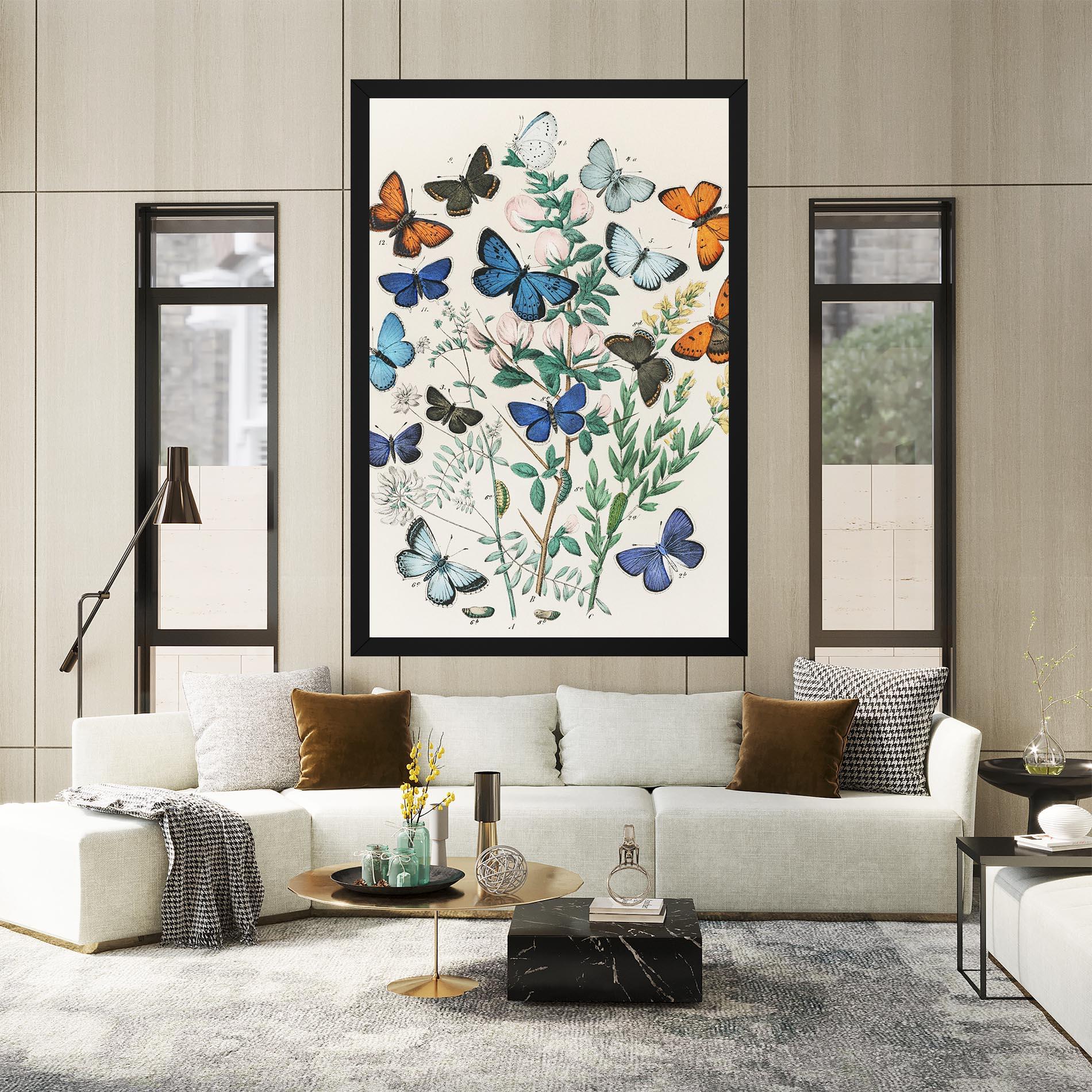 Leinwandbild Blue Orange Butterflies mockup 2