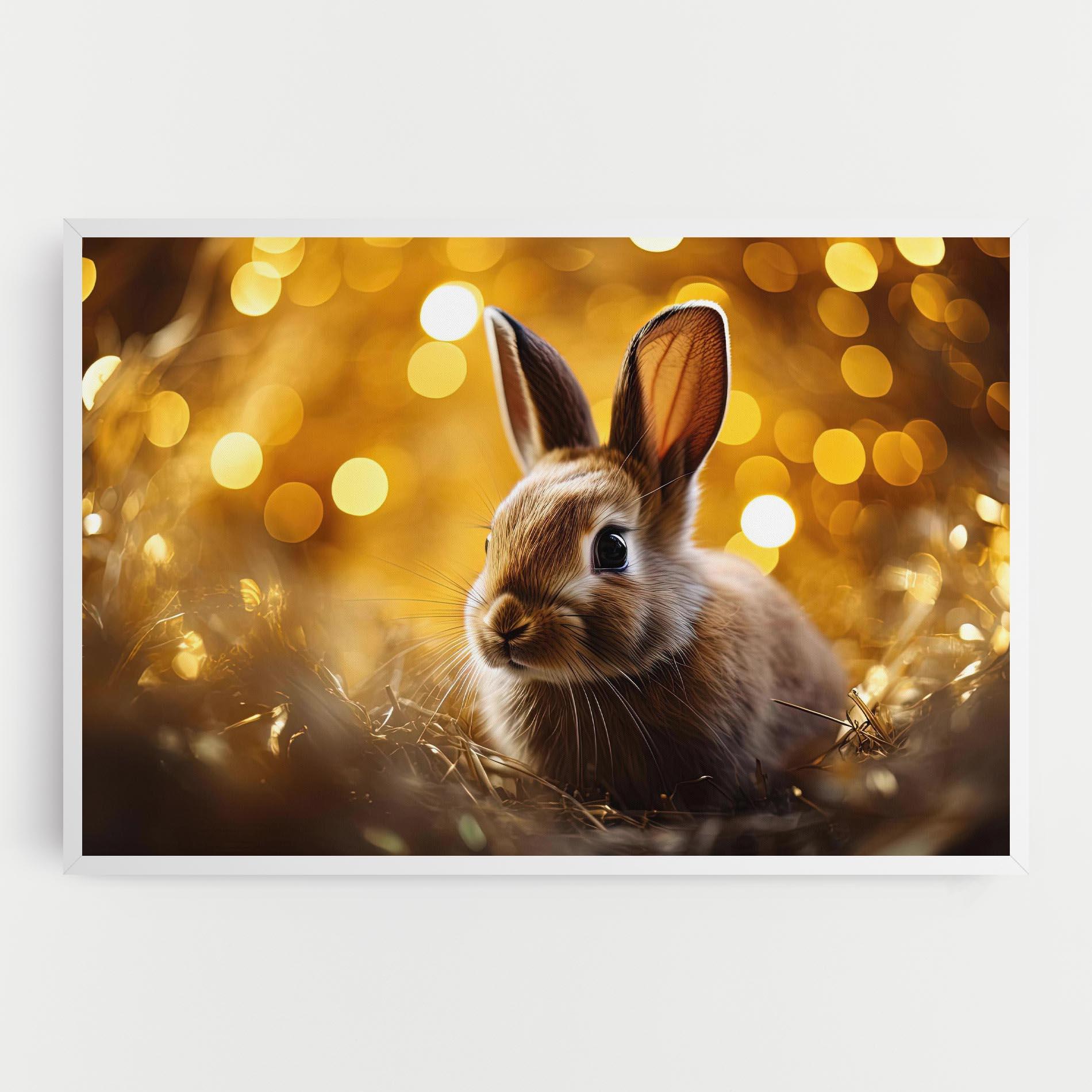 Leinwandbild Gold Lights Bunny mockup 0