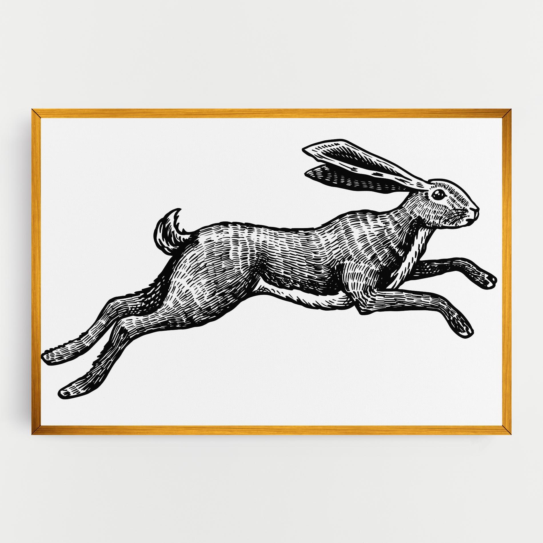 Leinwandbild Black Line Bunny mockup 0