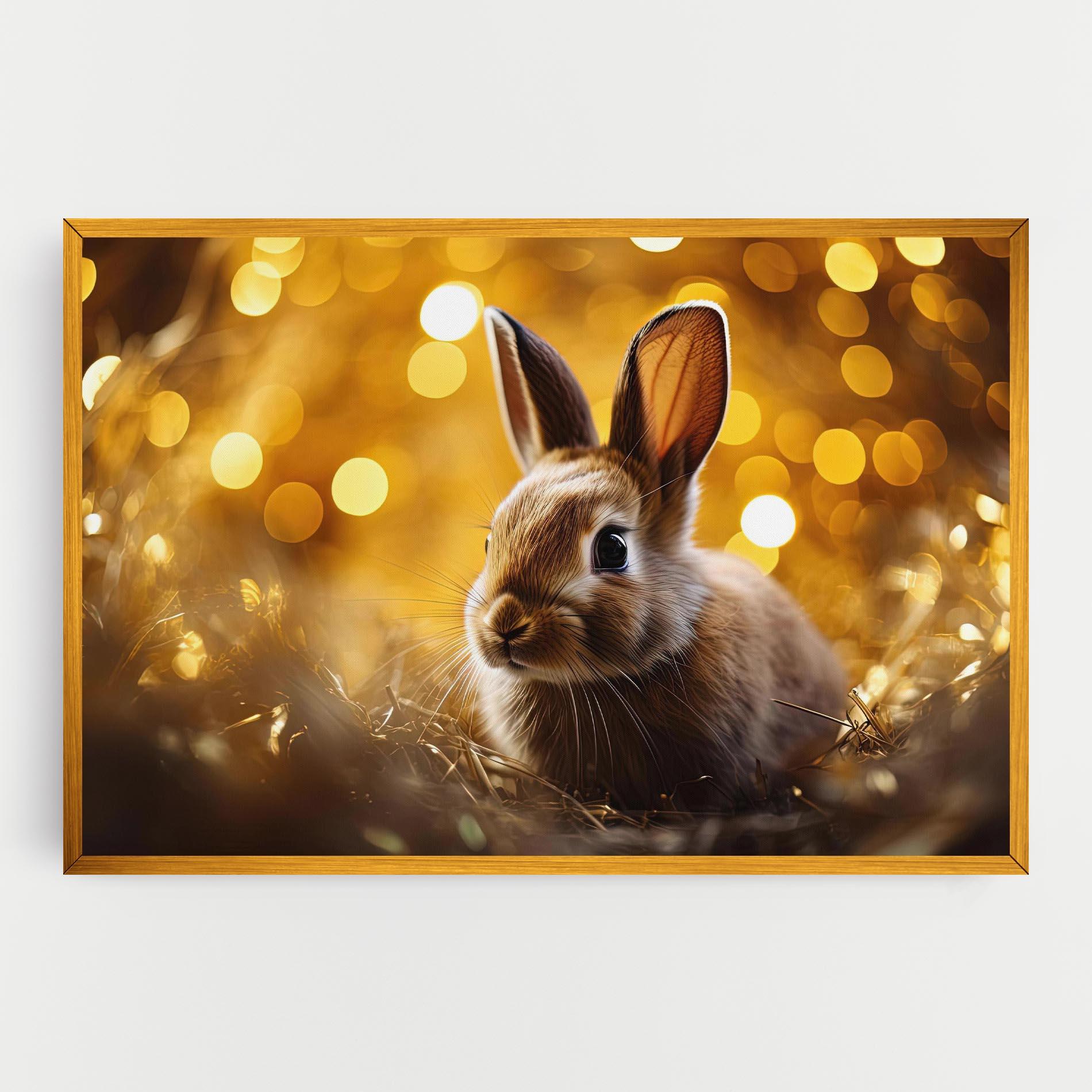 Leinwandbild Gold Lights Bunny mockup 0