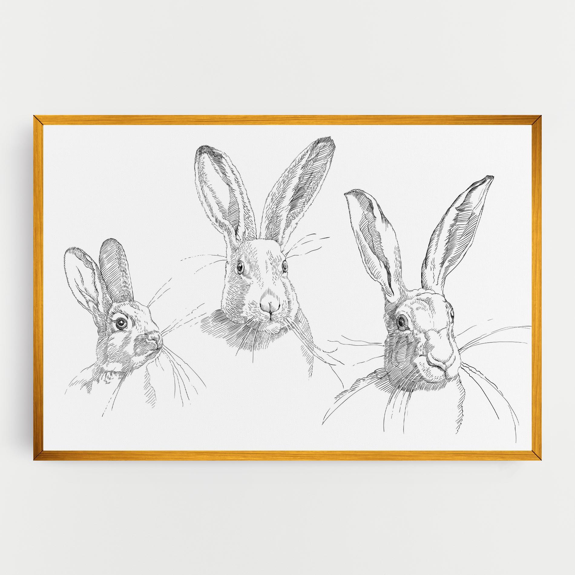 Leinwandbild Hand Drawn Bunny mockup 0