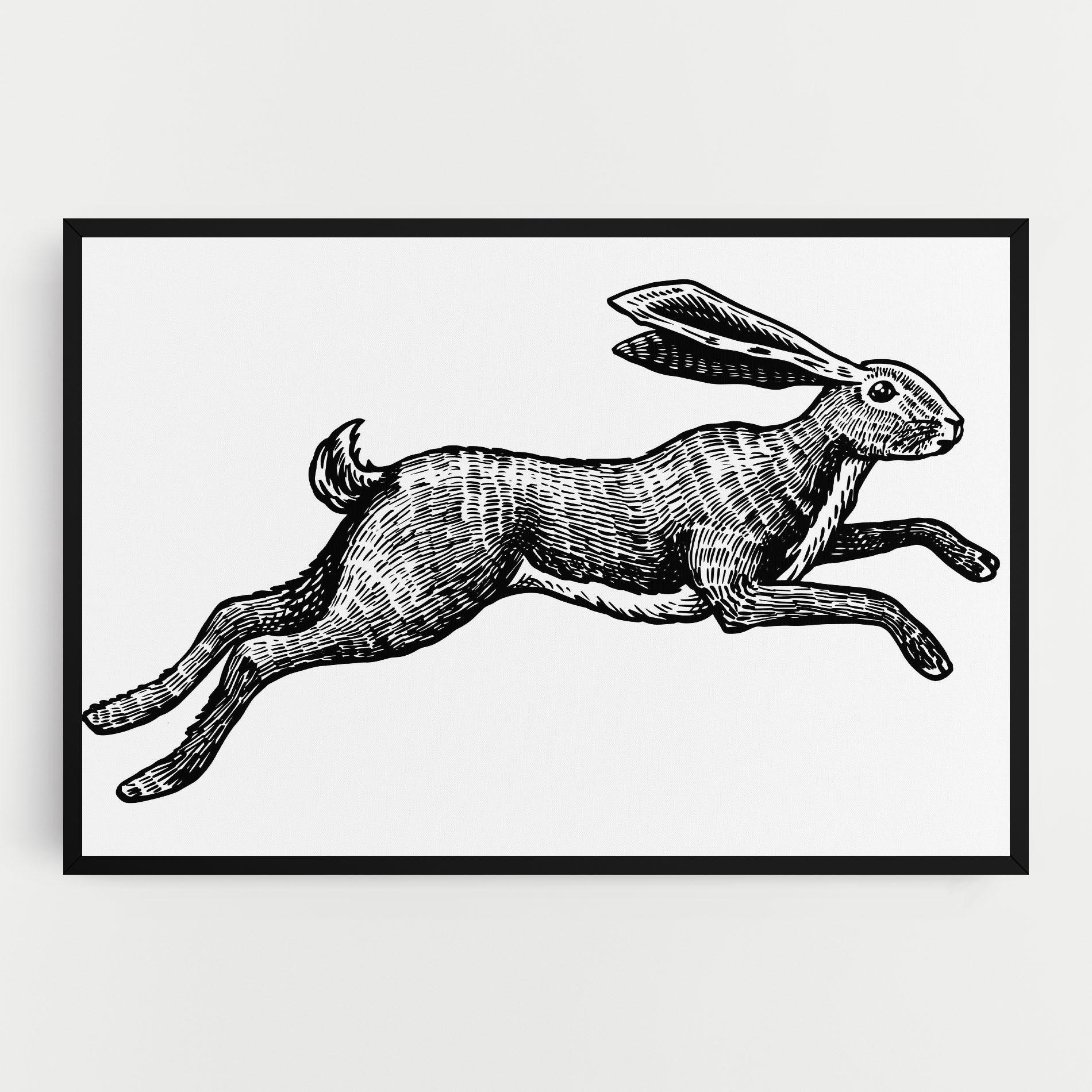 Leinwandbild Black Line Bunny mockup 0