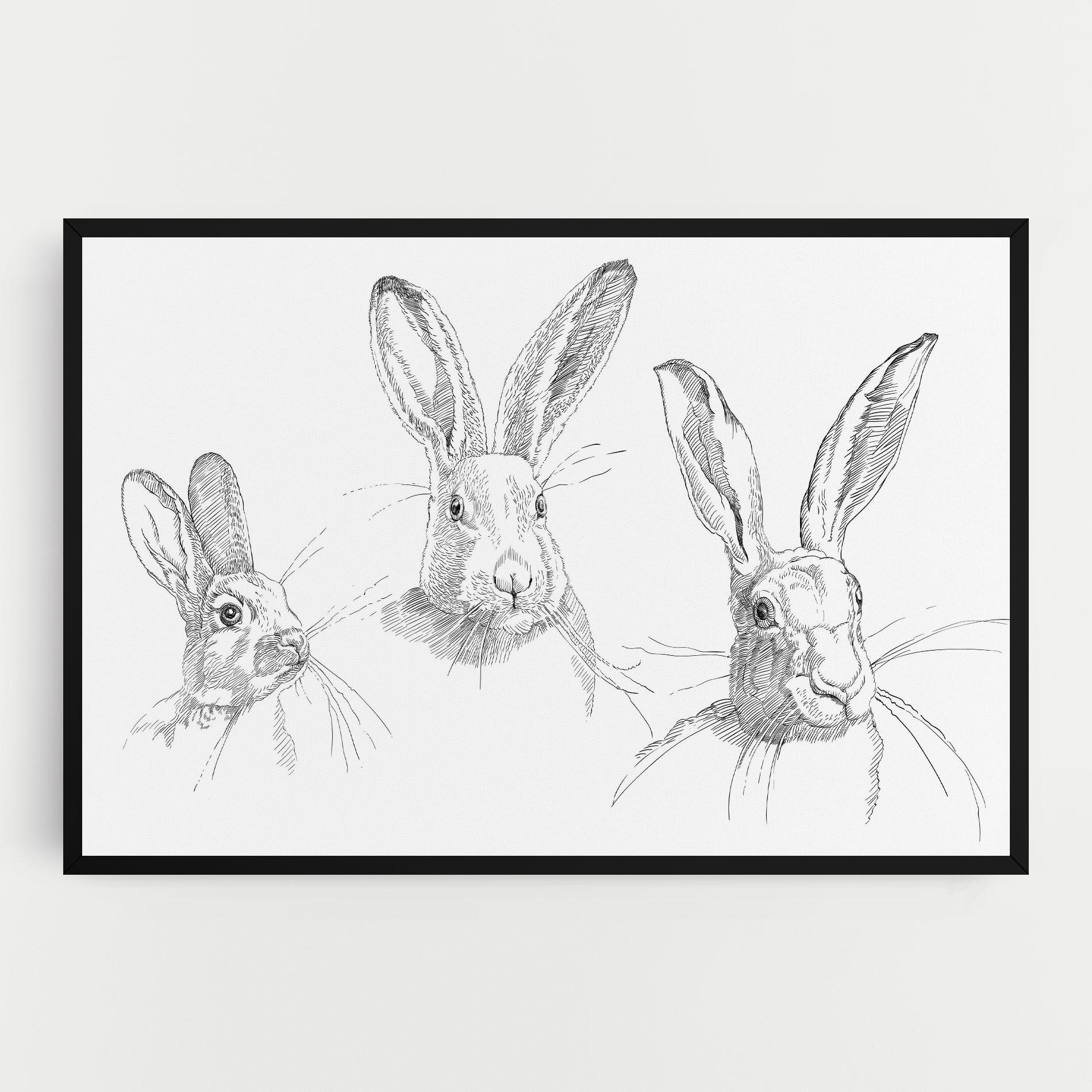 Leinwandbild Hand Drawn Bunny mockup 0