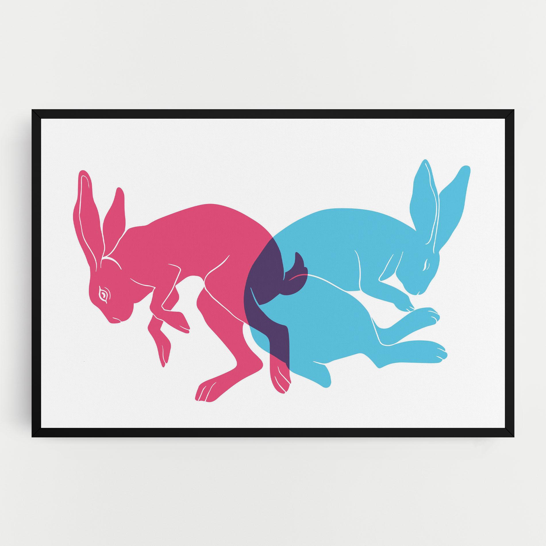 Leinwandbild Rabbits Riso mockup 0