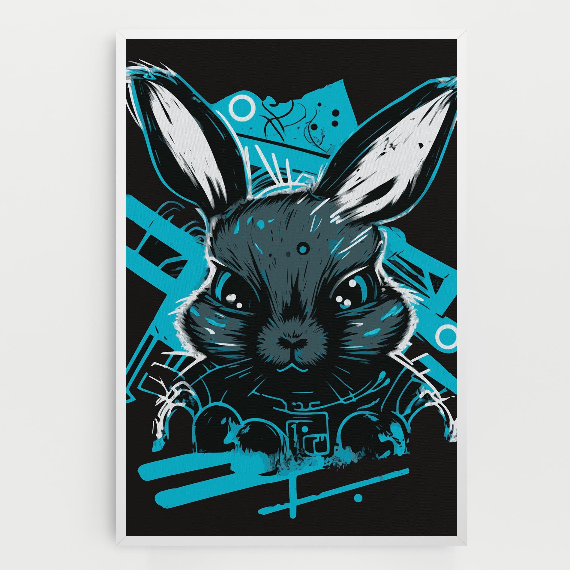 Leinwandbild Grey Blue Bunny mockup 0
