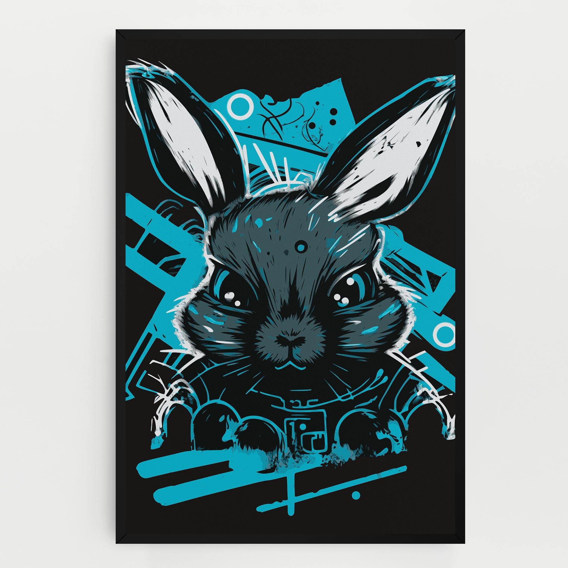 Leinwandbild Grey Blue Bunny mockup 0