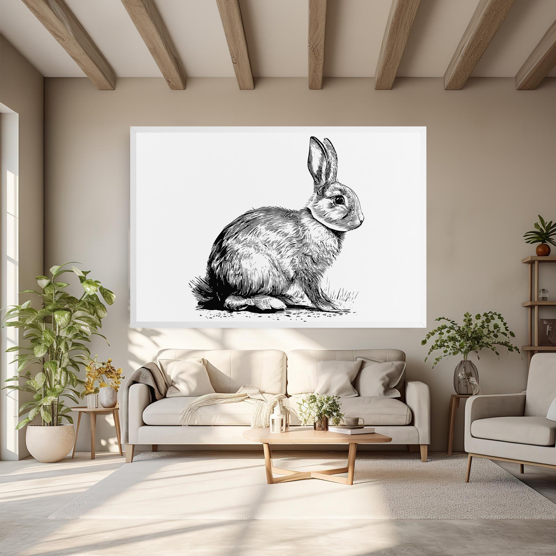 Leinwandbild Bunny Black Lines mockup 6