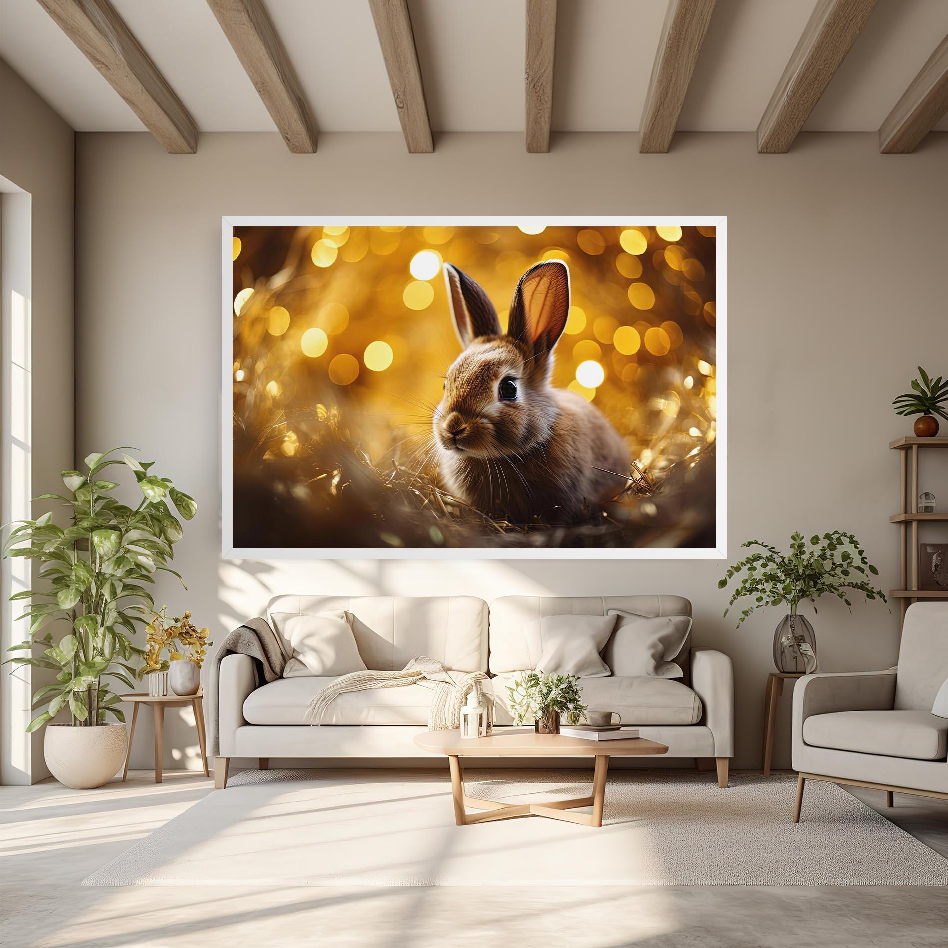 Leinwandbild Gold Lights Bunny mockup 6