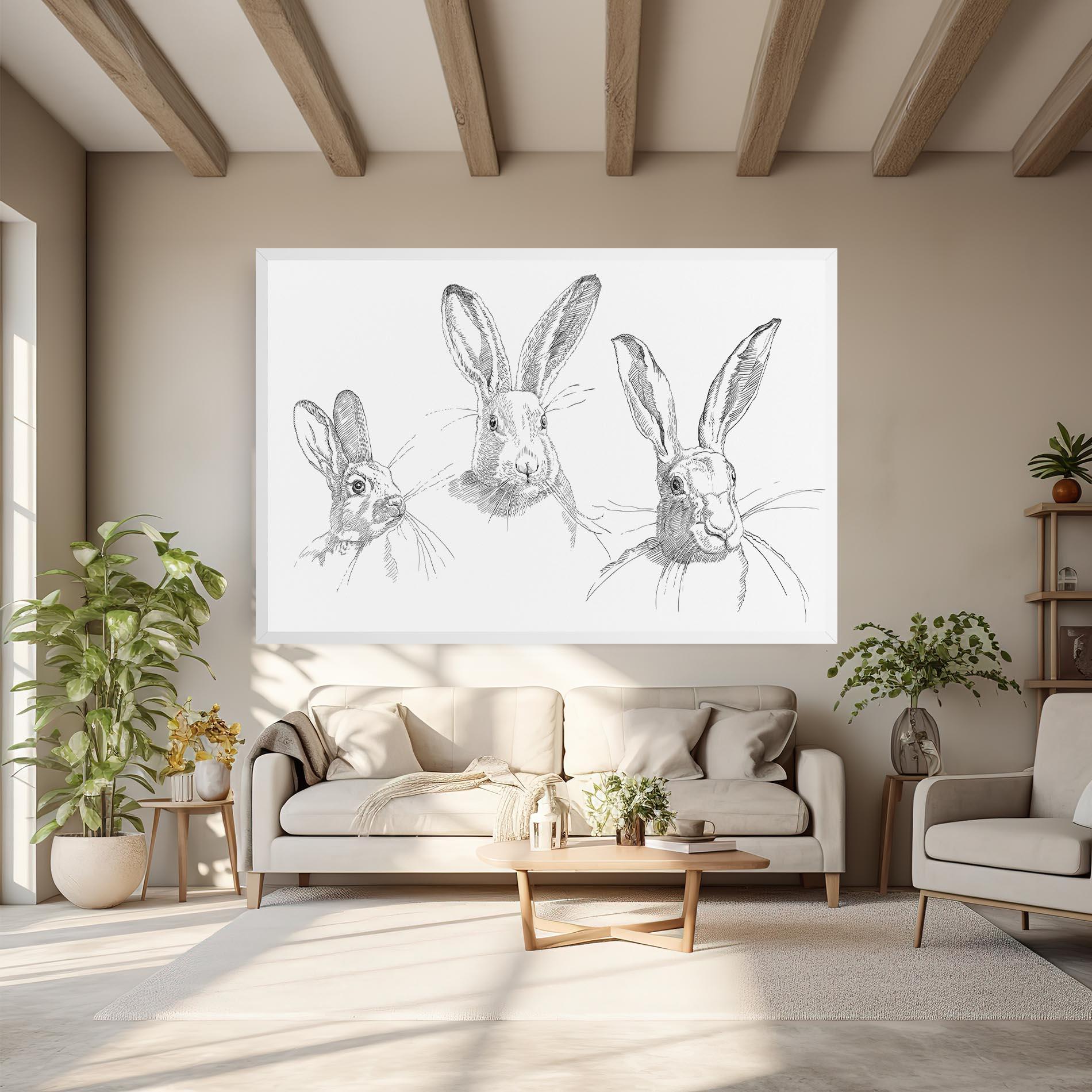 Leinwandbild Hand Drawn Bunny mockup 6