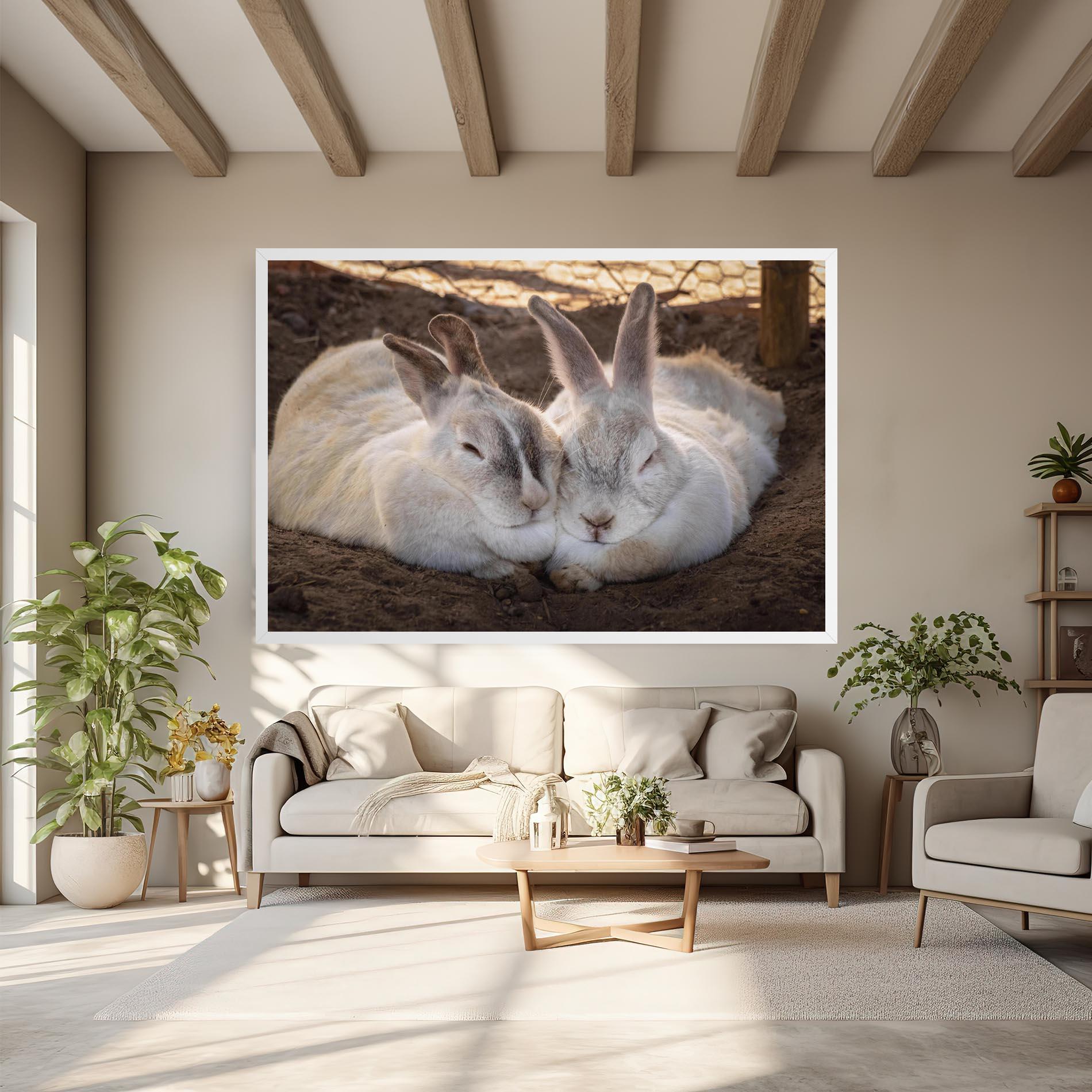 Leinwandbild Light Grey Bunny Sleeping mockup 6