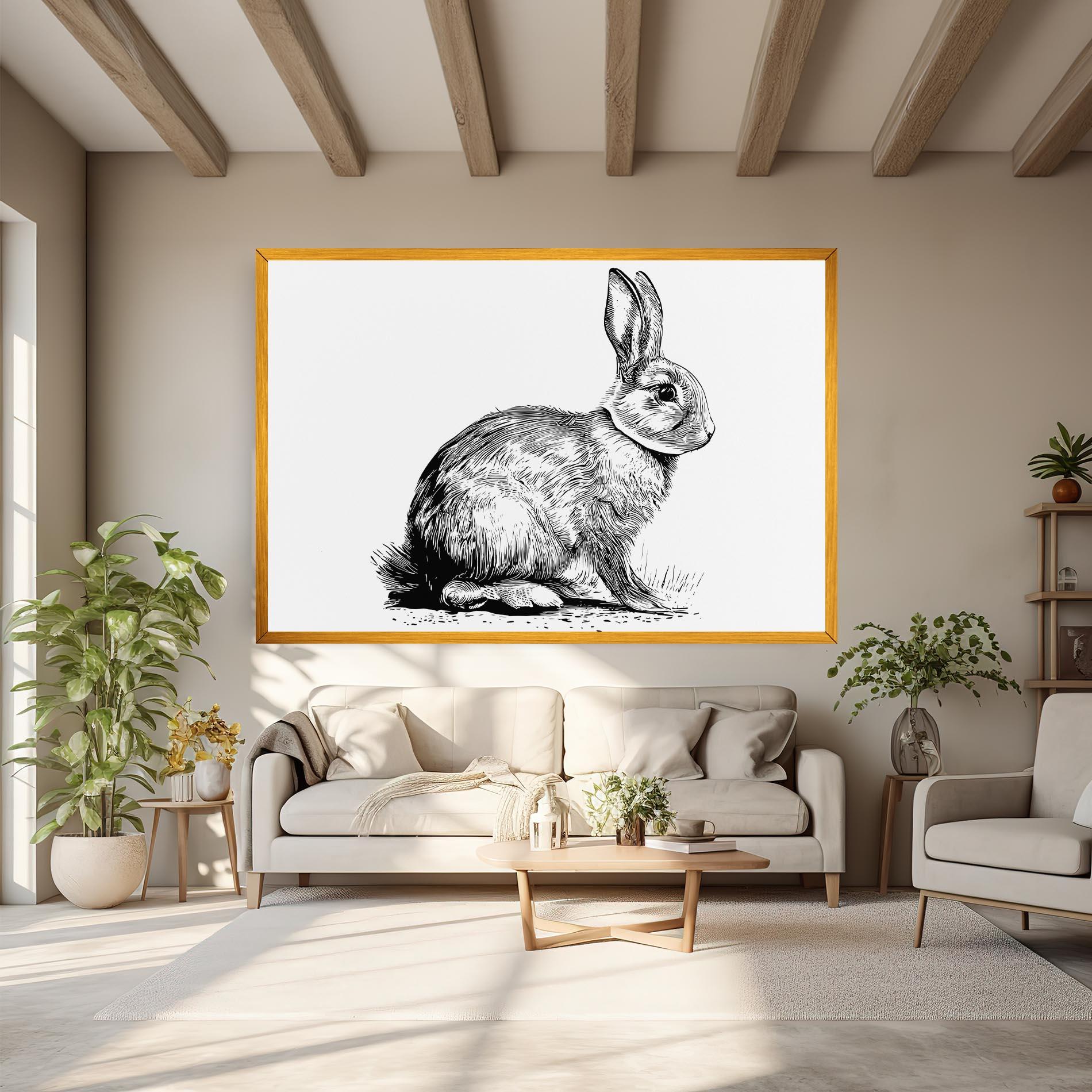 Leinwandbild Bunny Black Lines mockup 6