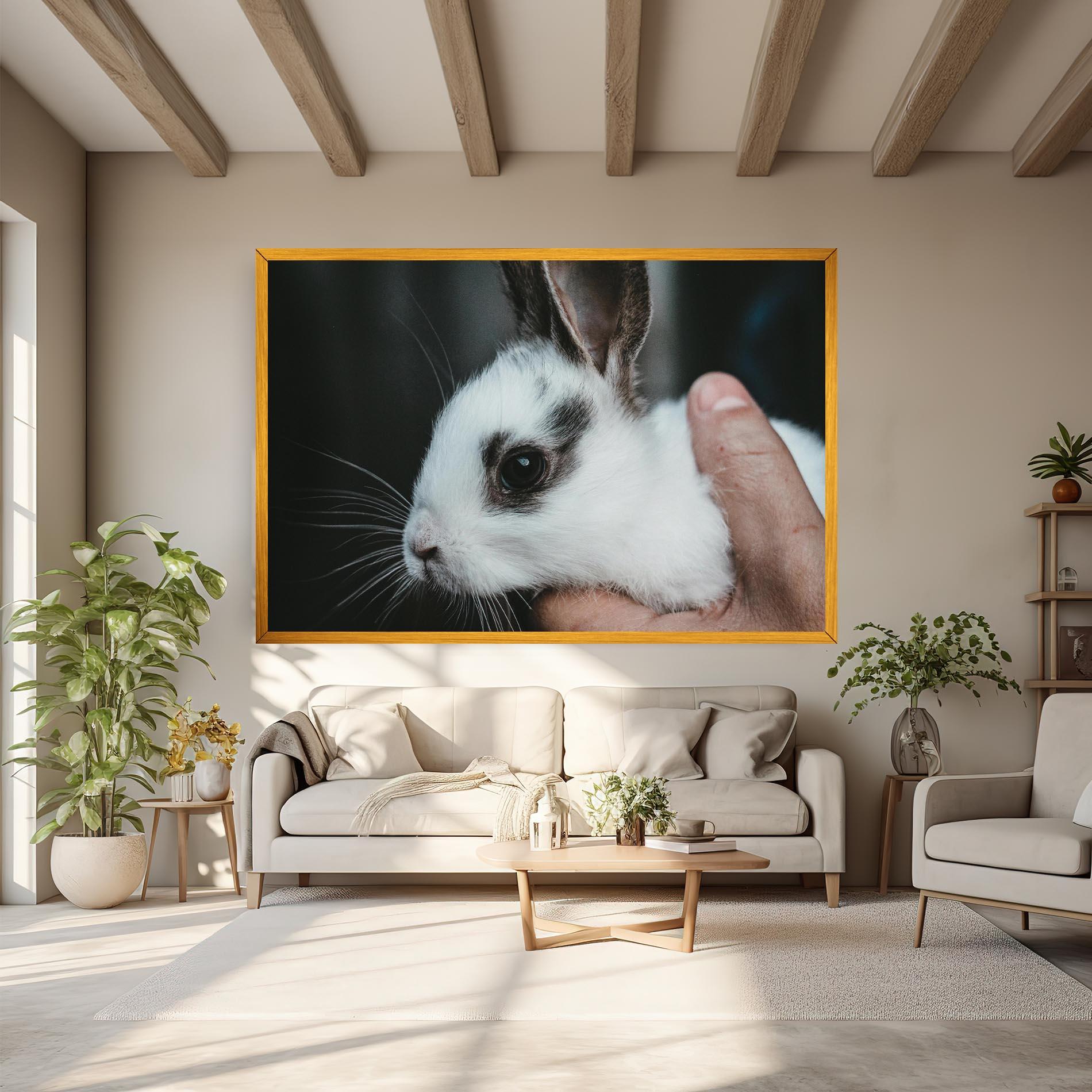 Leinwandbild Holding Cute Bunny mockup 6