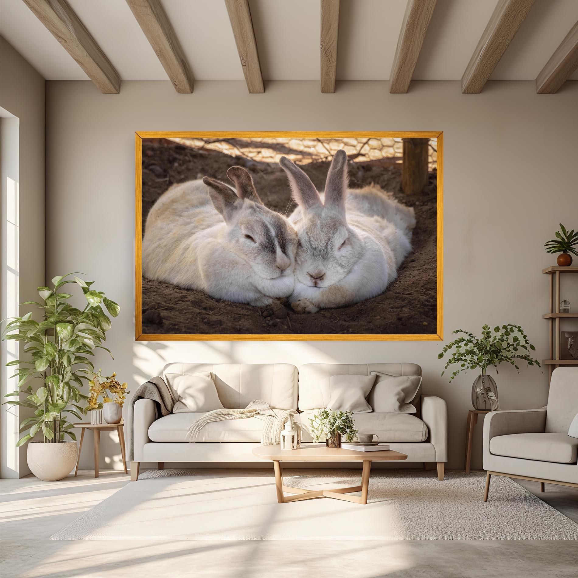 Leinwandbild Light Grey Bunny Sleeping mockup 6