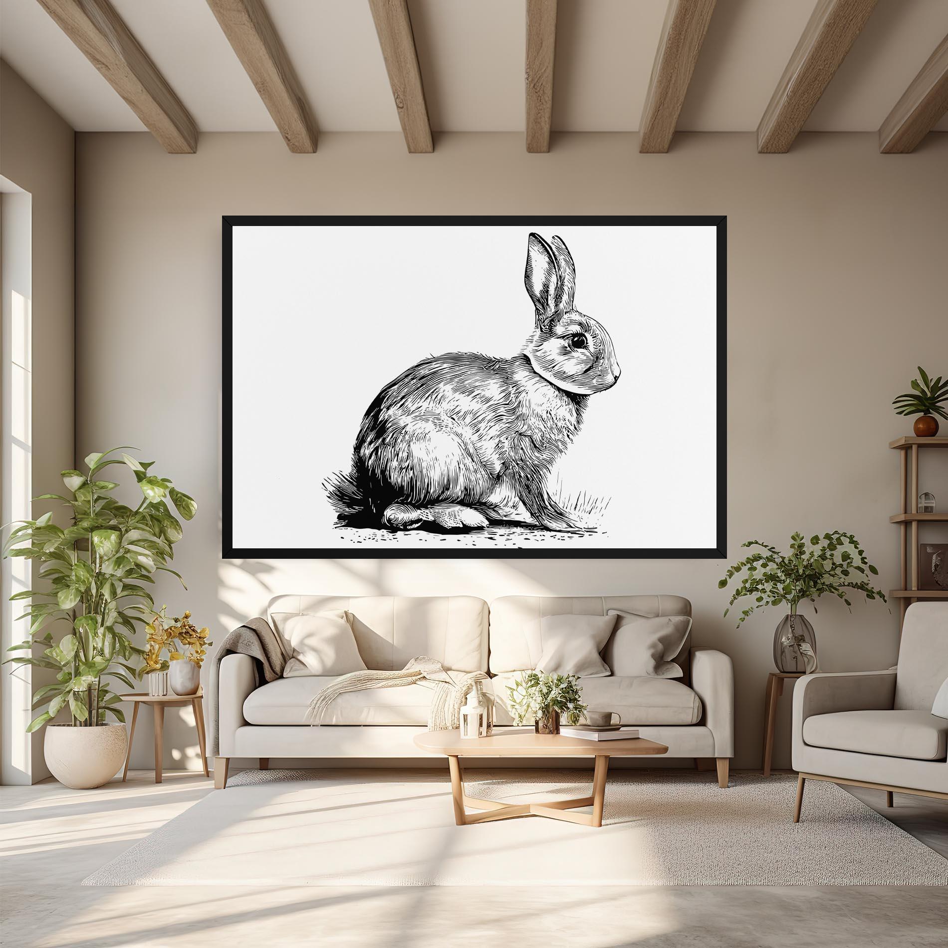 Leinwandbild Bunny Black Lines mockup 6