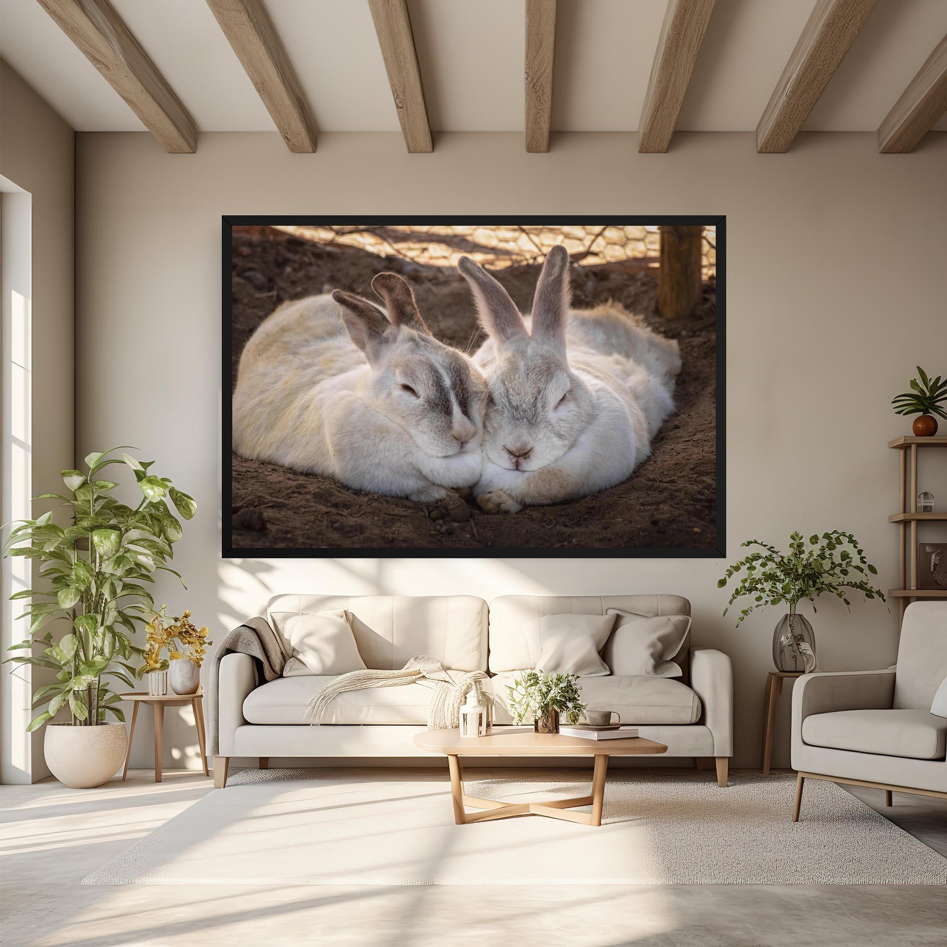 Leinwandbild Light Grey Bunny Sleeping mockup 6