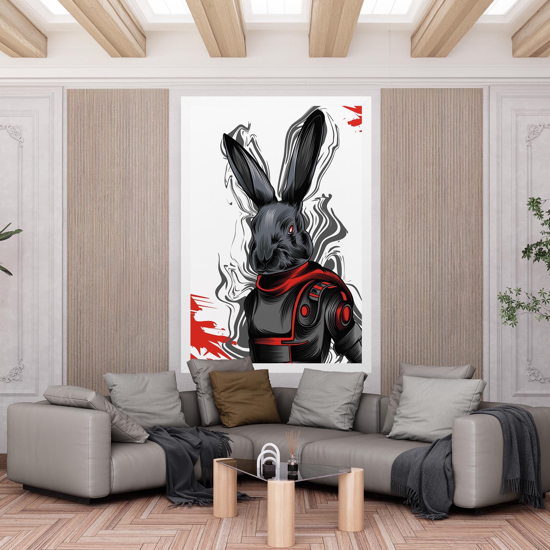 Cyborg Red Bunny mockup 6
