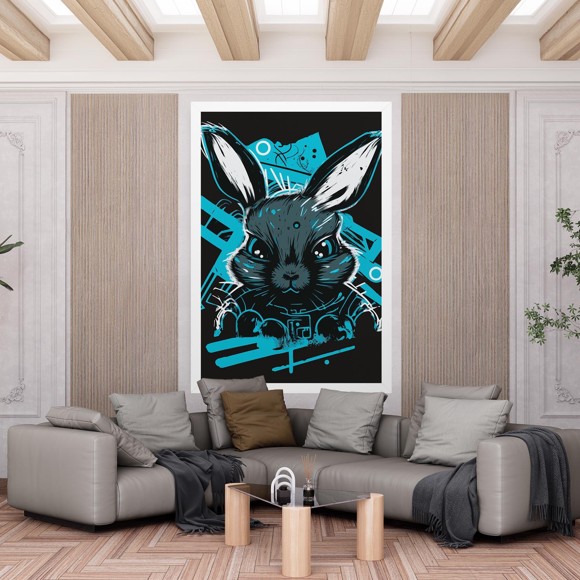 Leinwandbild Grey Blue Bunny mockup 6