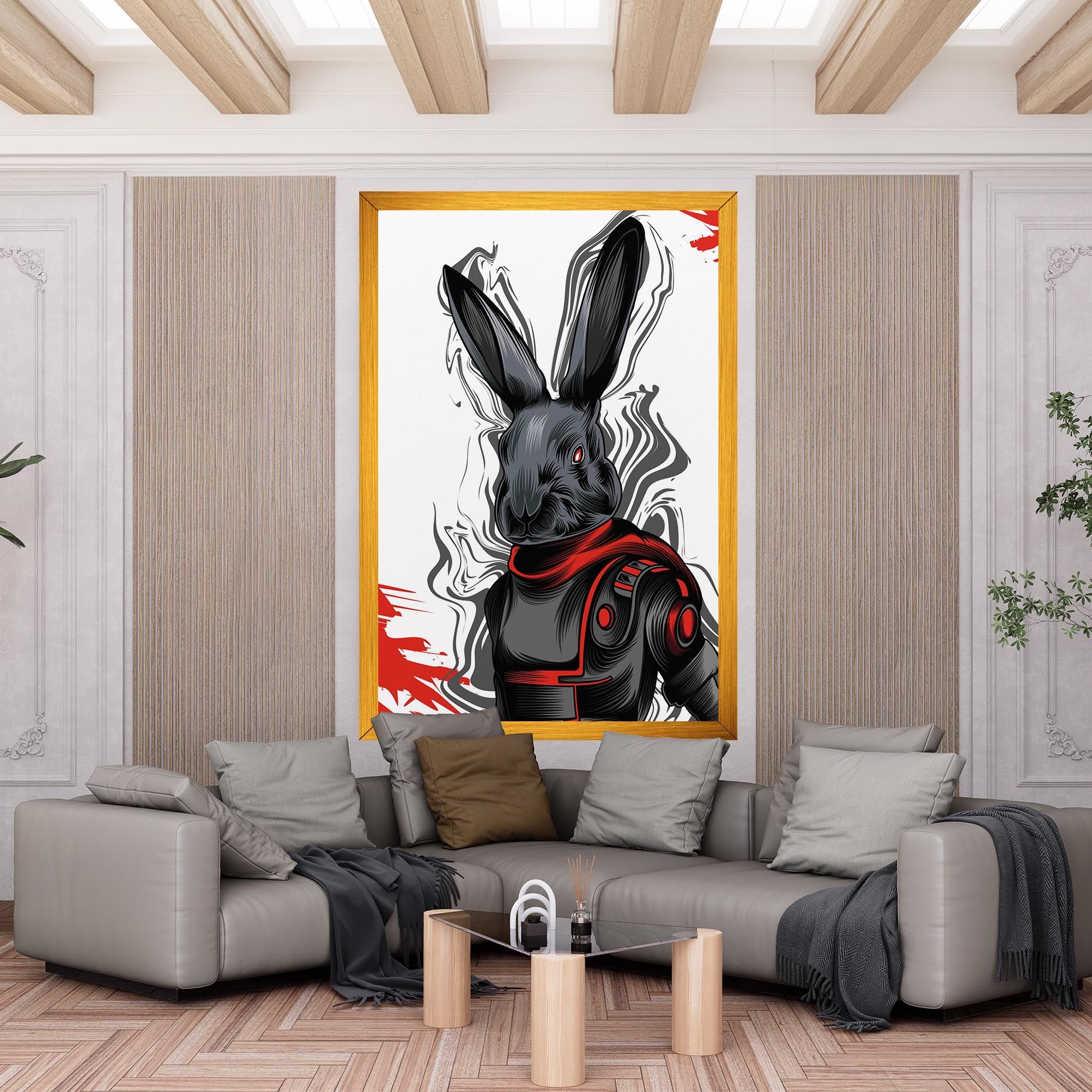 Cyborg Red Bunny mockup 6