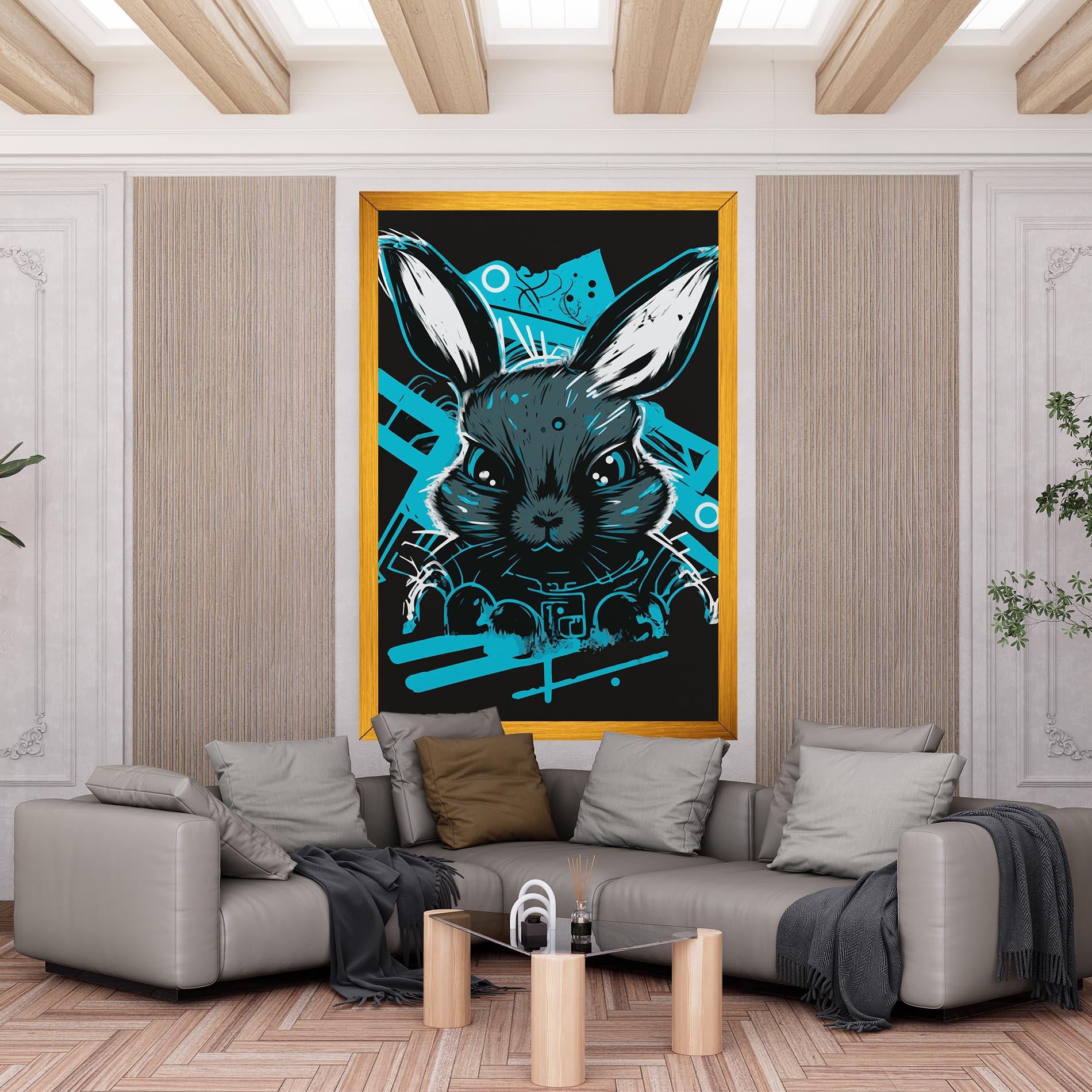 Leinwandbild Grey Blue Bunny mockup 6