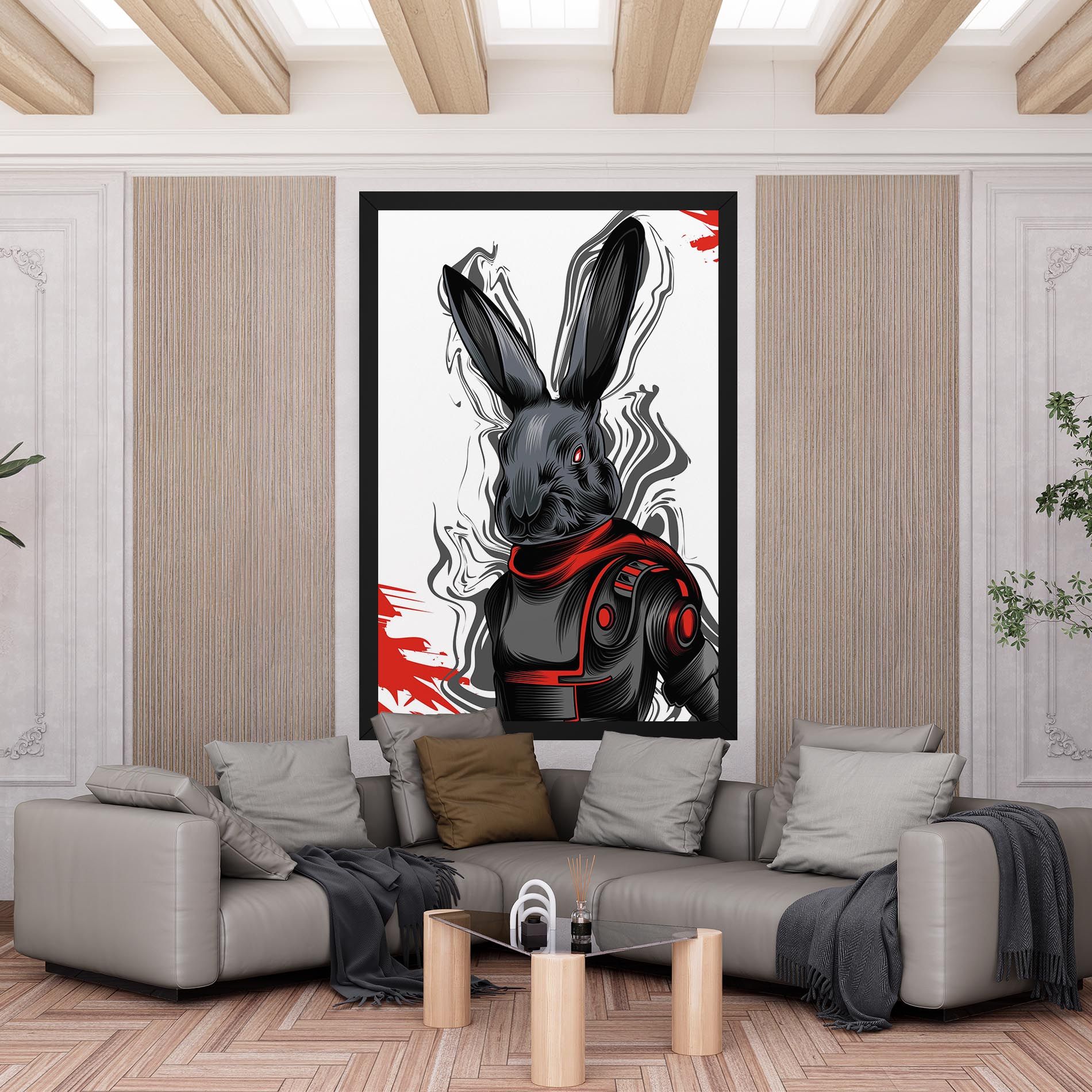 Cyborg Red Bunny mockup 6