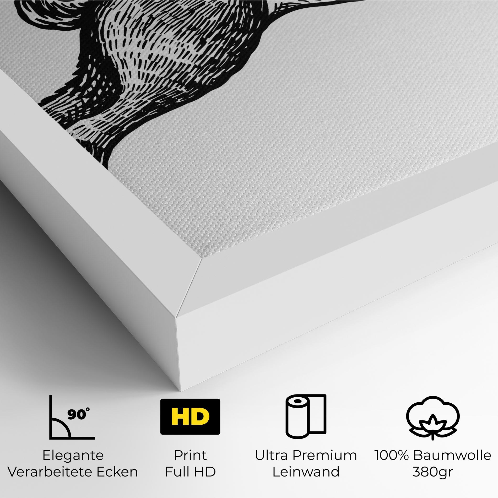 Leinwandbild Black Line Bunny mockup 4