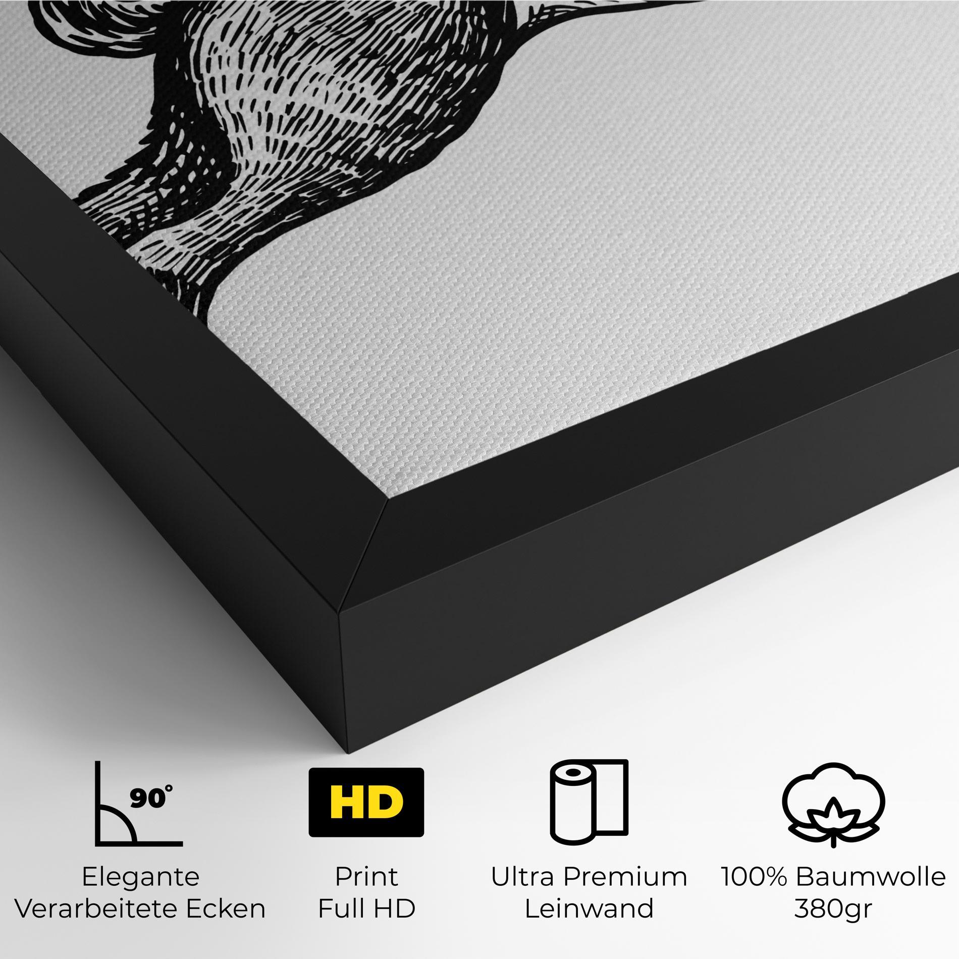 Leinwandbild Black Line Bunny mockup 4