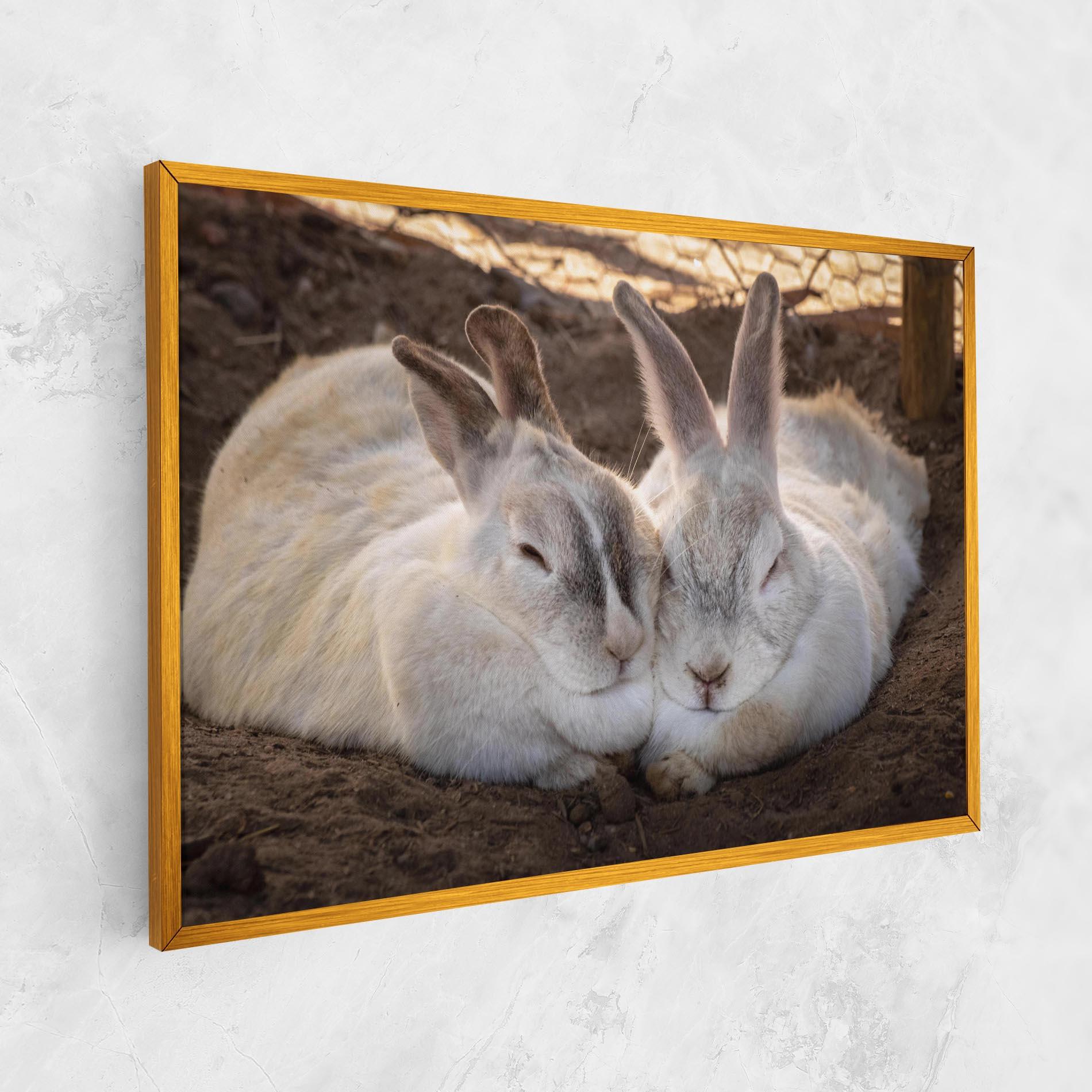 Leinwandbild Light Grey Bunny Sleeping mockup 1