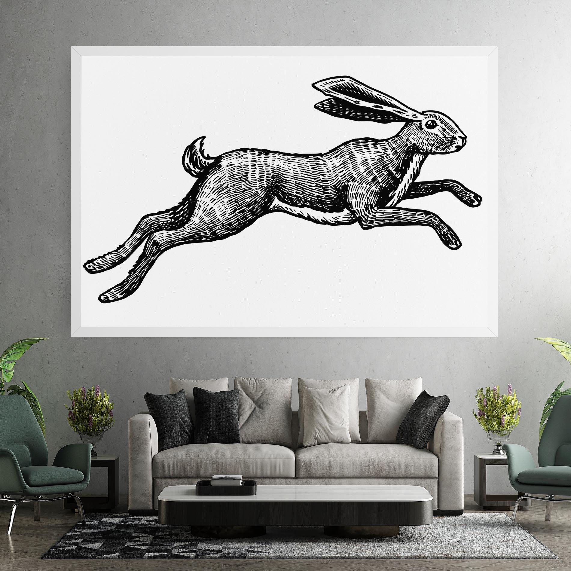 Leinwandbild Black Line Bunny mockup 7