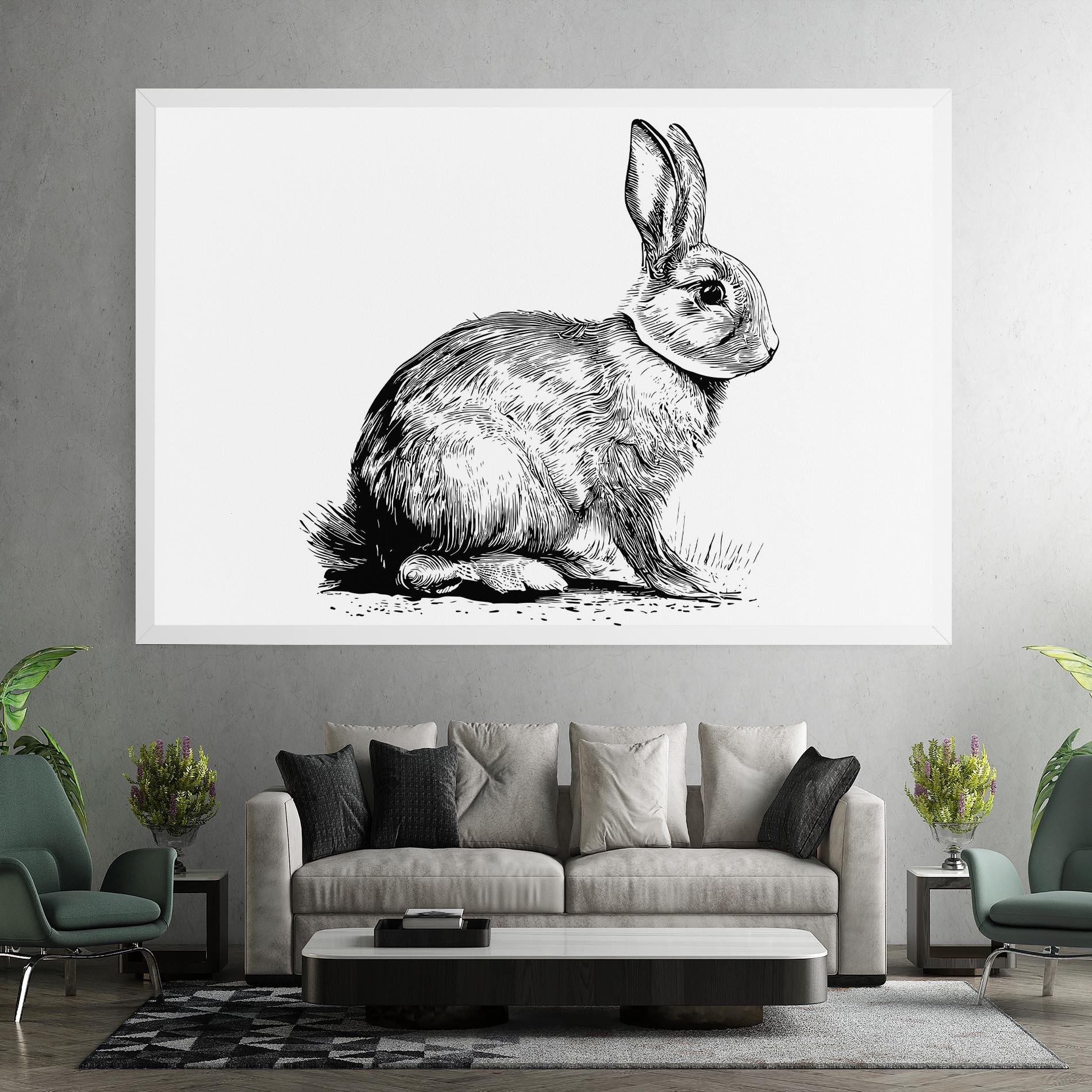 Leinwandbild Bunny Black Lines mockup 7
