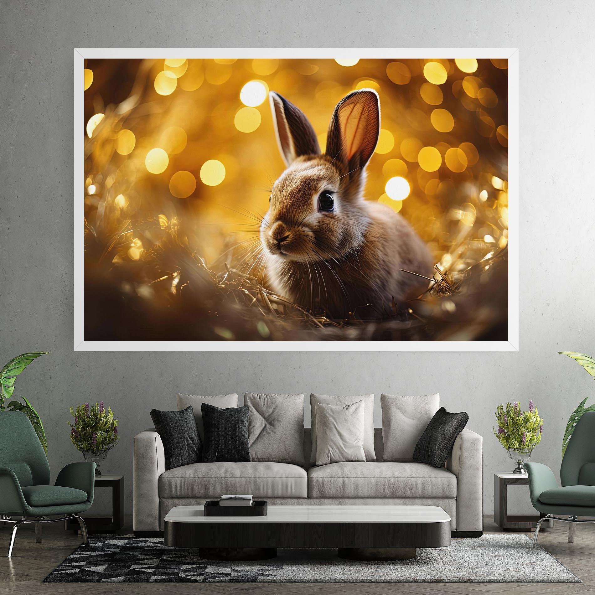 Leinwandbild Gold Lights Bunny mockup 7