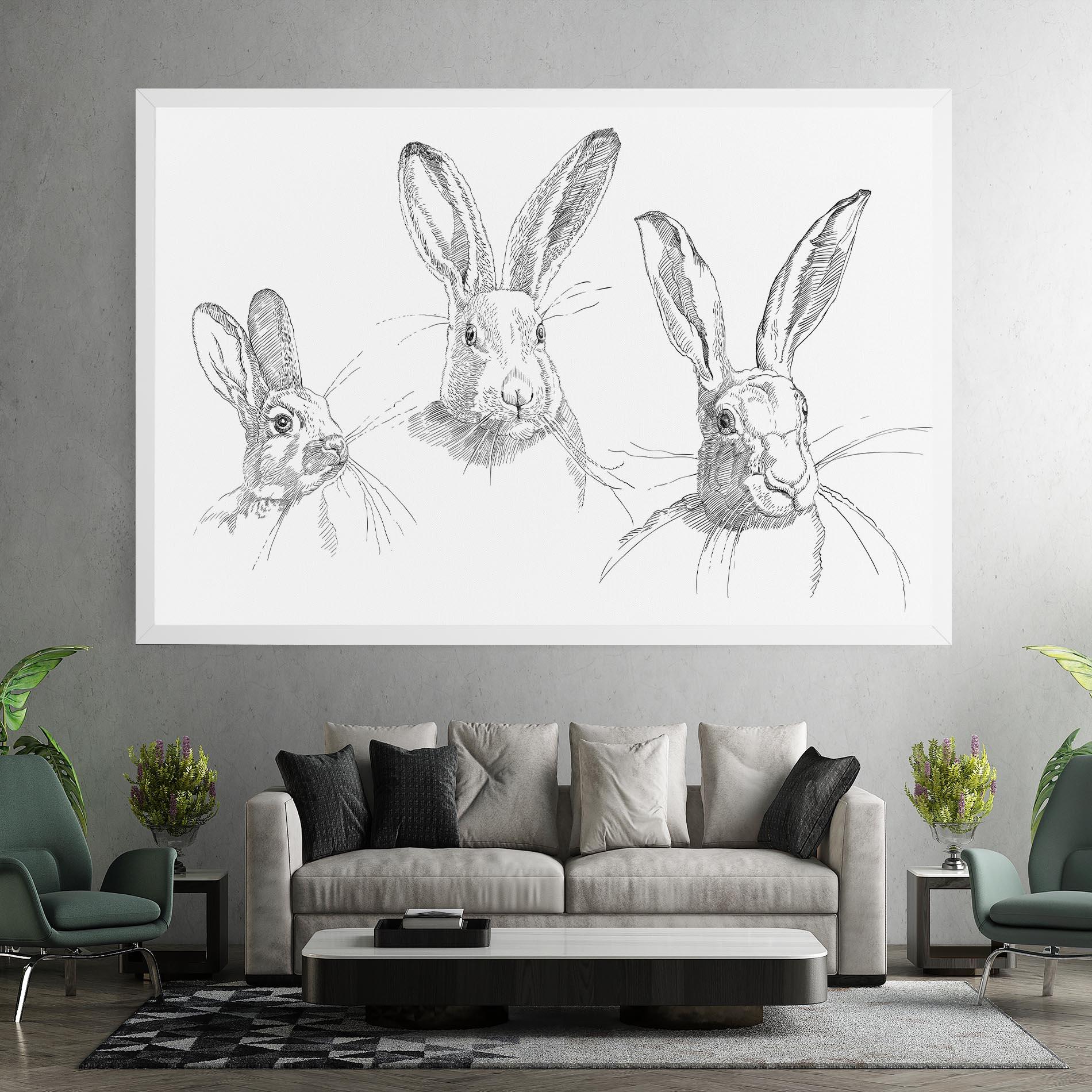 Leinwandbild Hand Drawn Bunny mockup 7