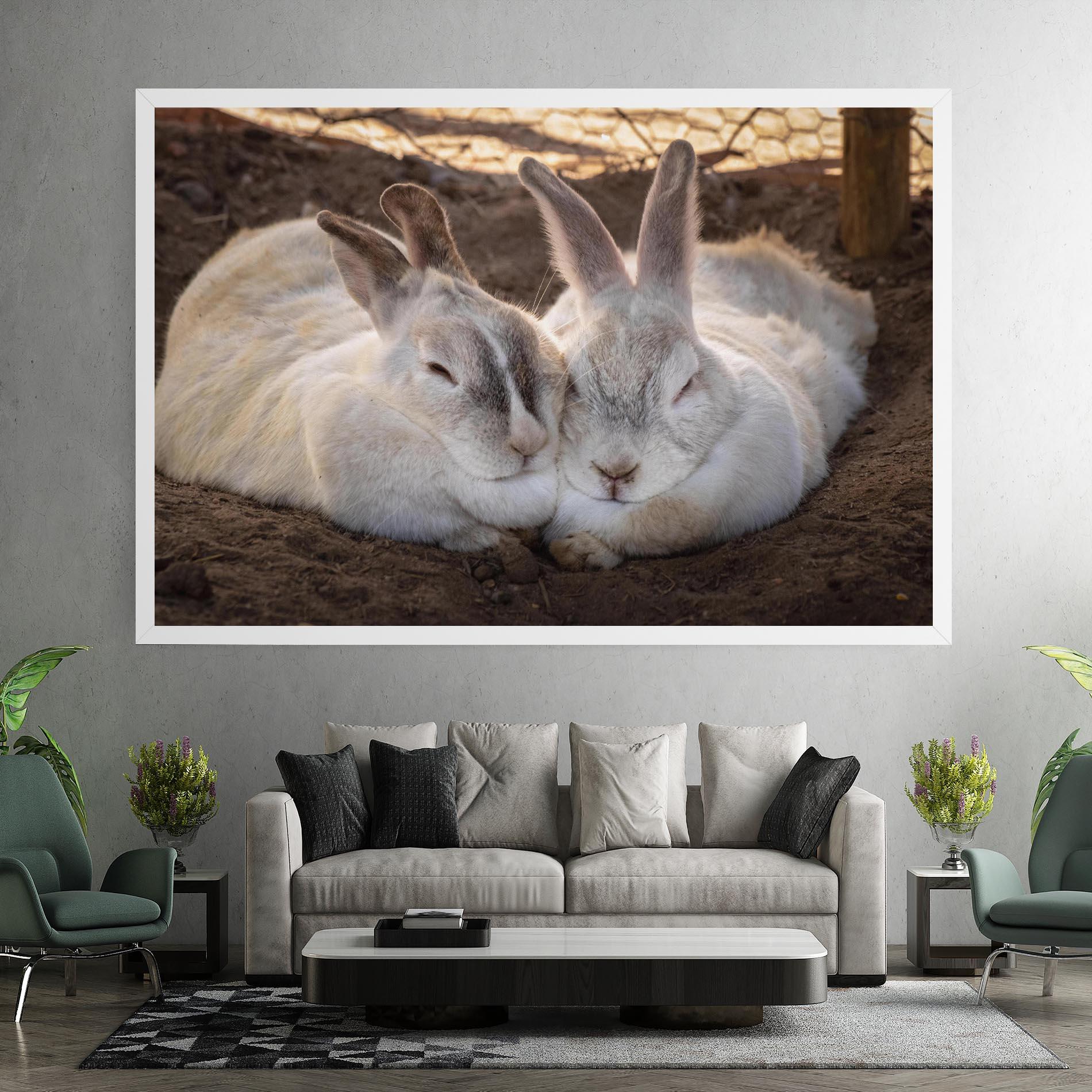 Leinwandbild Light Grey Bunny Sleeping mockup 7