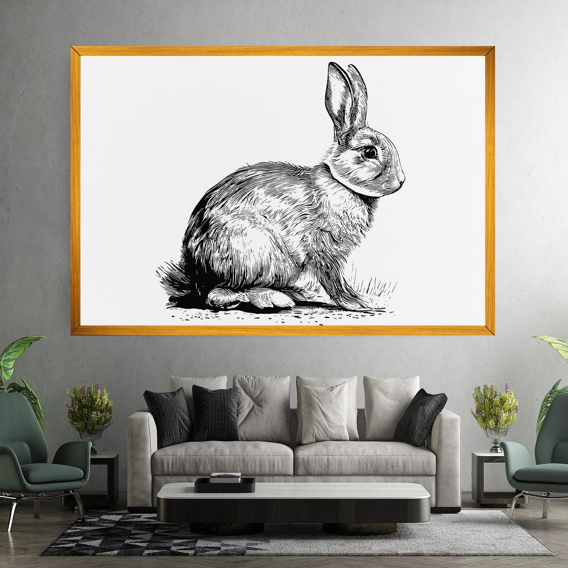 Leinwandbild Bunny Black Lines mockup 7