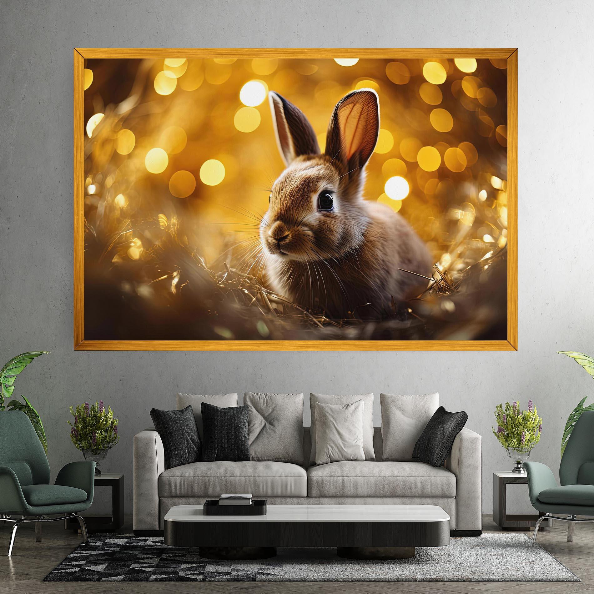 Leinwandbild Gold Lights Bunny mockup 7