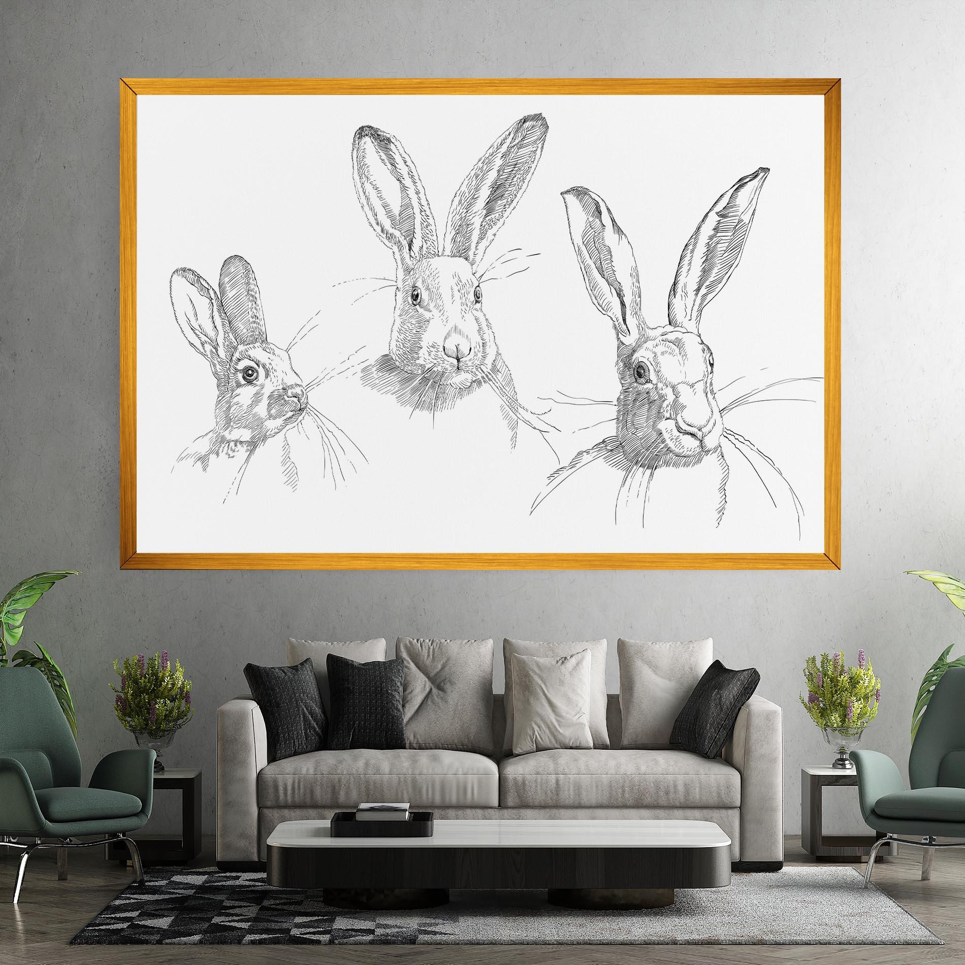 Leinwandbild Hand Drawn Bunny mockup 7