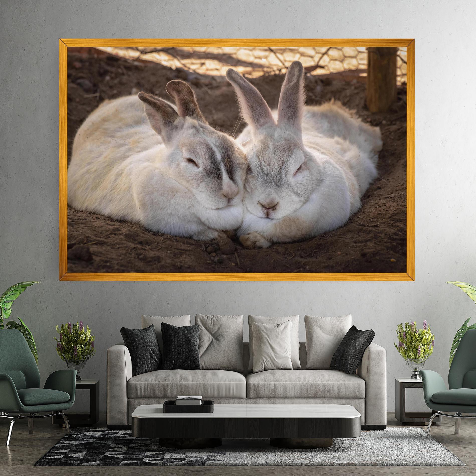 Leinwandbild Light Grey Bunny Sleeping mockup 7