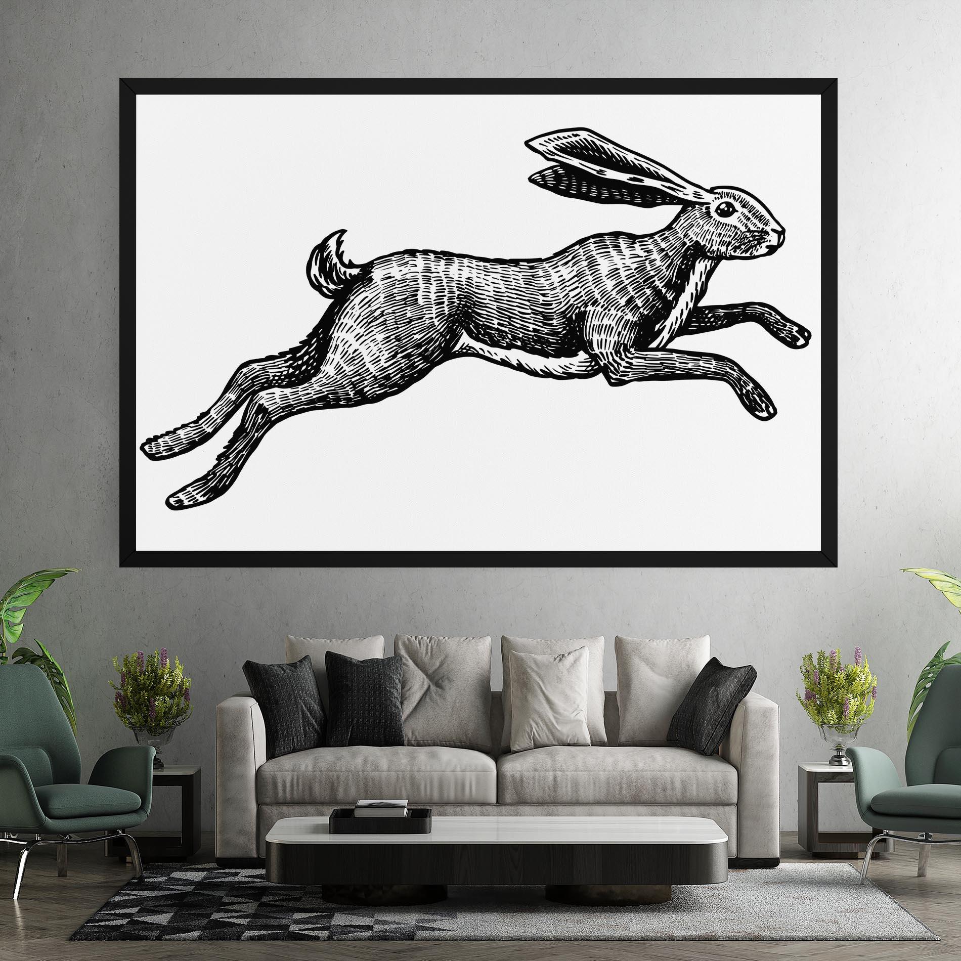 Leinwandbild Black Line Bunny mockup 7