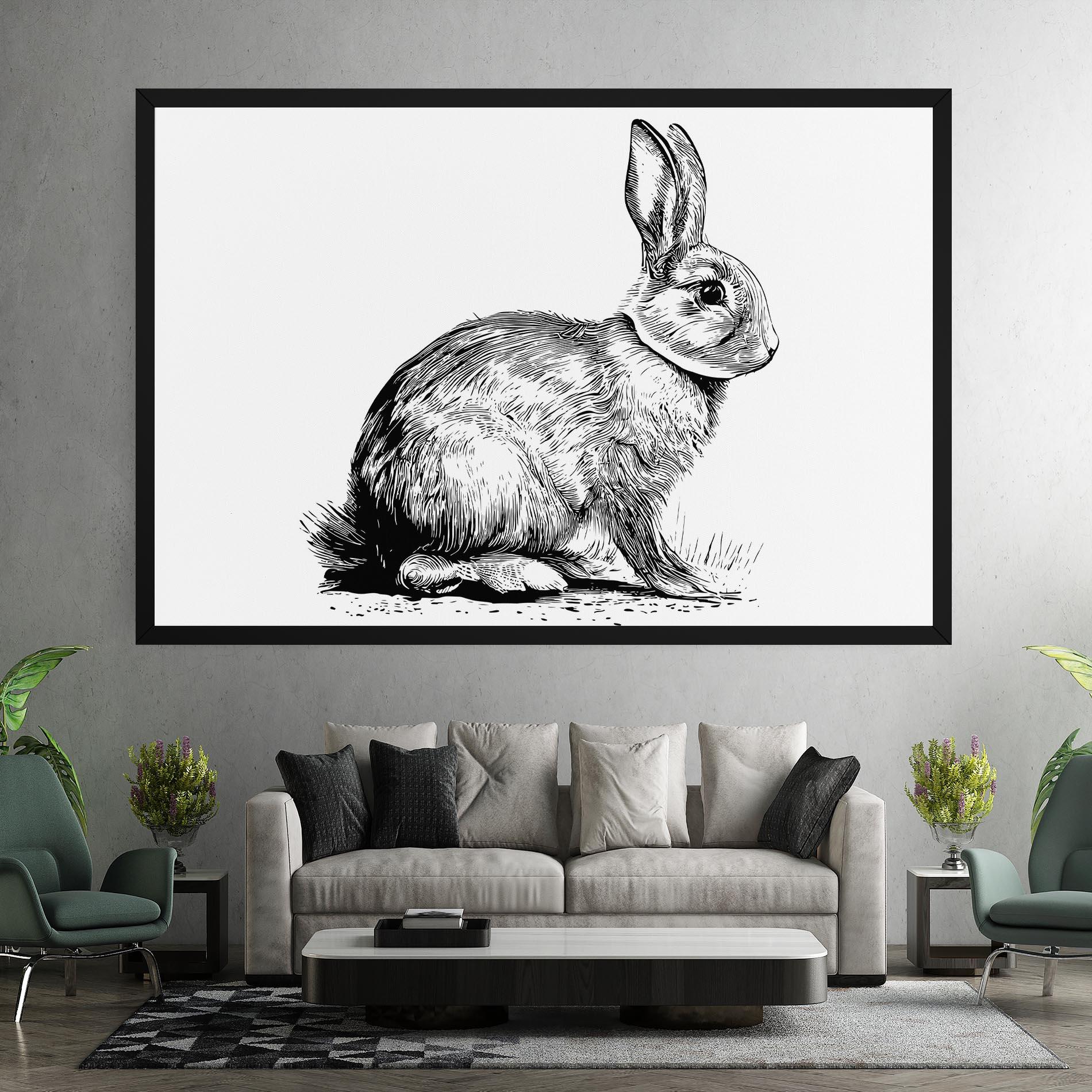 Leinwandbild Bunny Black Lines mockup 7